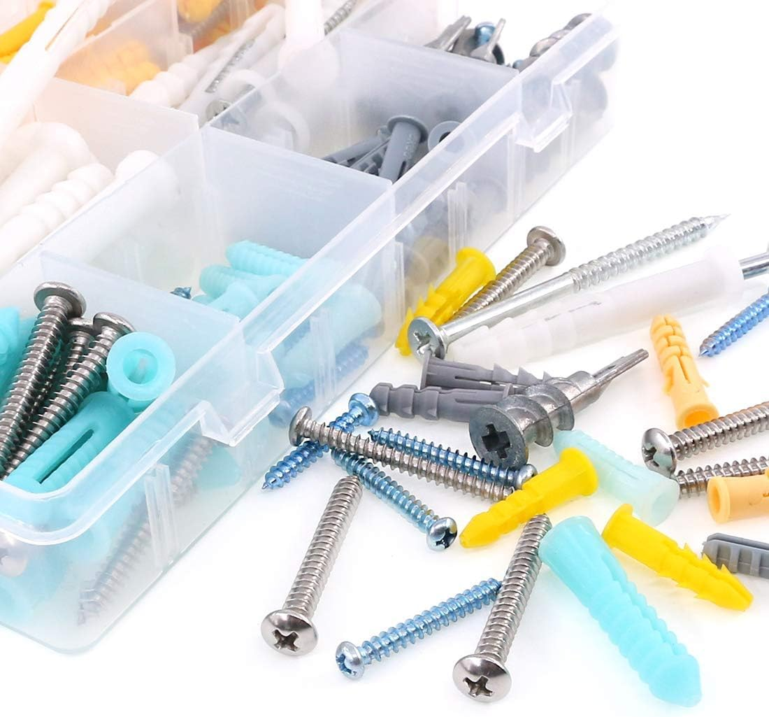 BEANPRECOY Drywall Anchors 220 Pcs, Assorted Sizes Hollow Self Drilling Drywall Anchors Screws Assortment Set Kit,Assorted Sizes Wall Plug Bolts Expansion Bolt for Wallboard Concrete Pciture Hanging image number 4