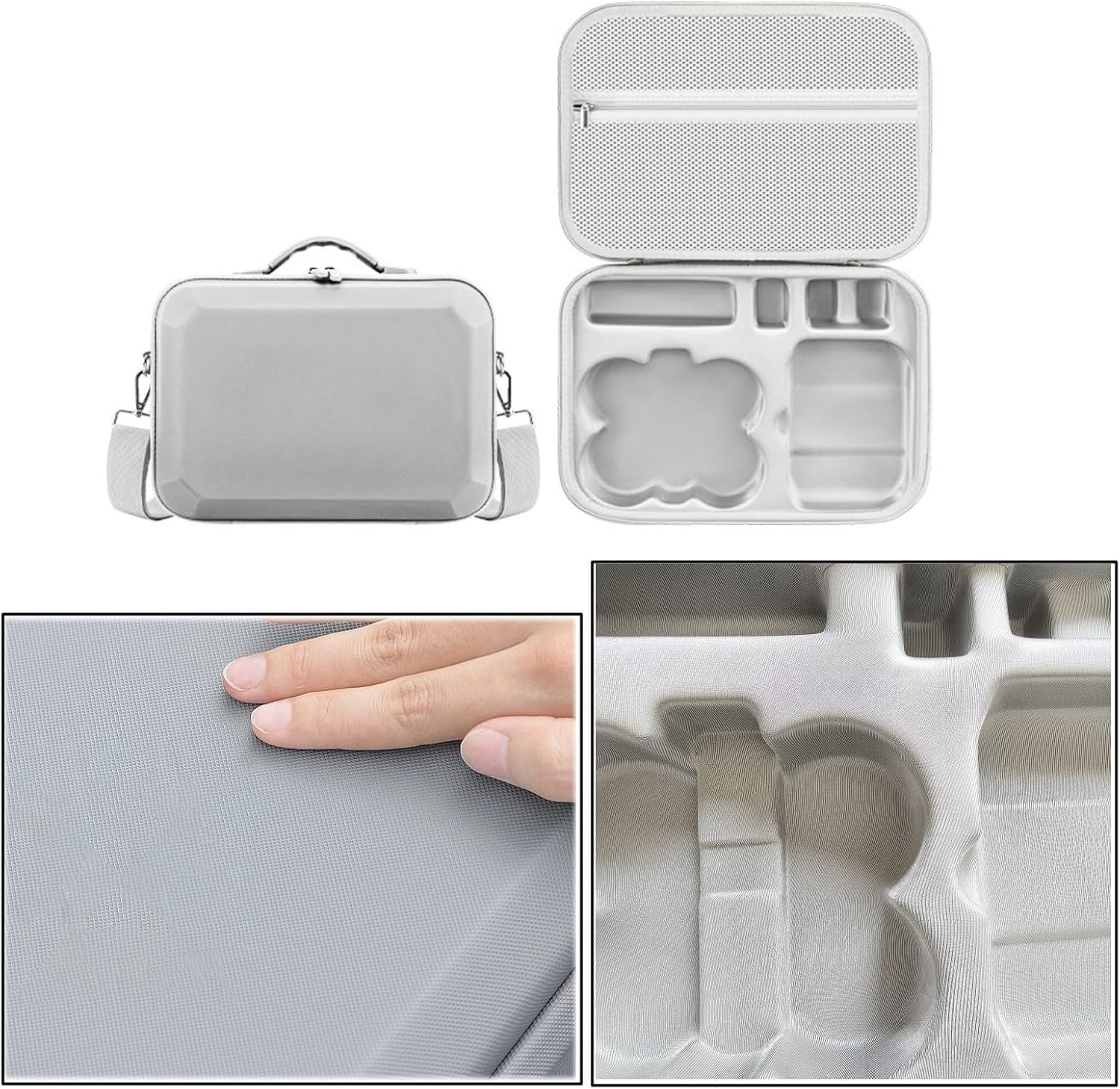 JZK Hard Carrying Case for DJI Neo Drone and Accessories, Water Resistant Storage Box with Shoulder Strap for DJI Neo Fly More Combo, Portable Travel Carrying Case, Grey, Compact Storage Bag With, image number 1