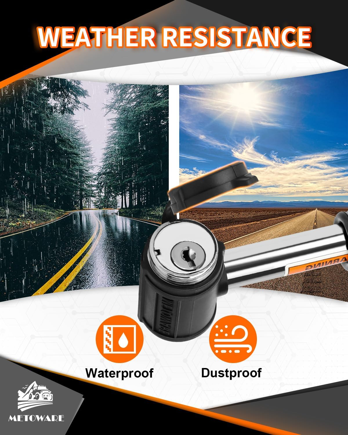 METOWARE Swivel Head Trailer Hitch Receiver Lock, 5/8" Diameter Pin Lock, Fits 2" or 2-1/2" Receiver (1 Pack) image number 2