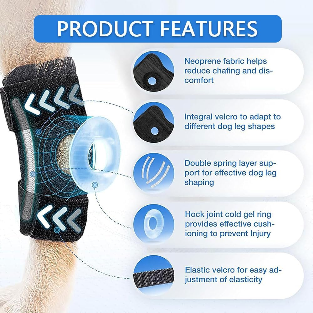 2 Pack Dog Joint Brace &ndash; Rear Leg Hock Support & Elbow Compression Wrap for Joint Injury, Sprain Protection, Arthritis Healing & Stability Loss