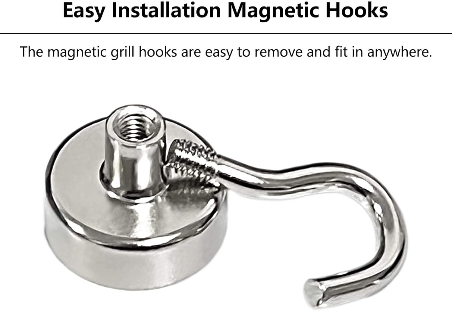 10PCS Magnetic Hooks, Neodymium Magnets with Hooks for Refrigerator, Strong Magnet Hooks for Hanging, Magnetic Hanger for Kitchen, Cruise, Workplace (Silver) image number 2