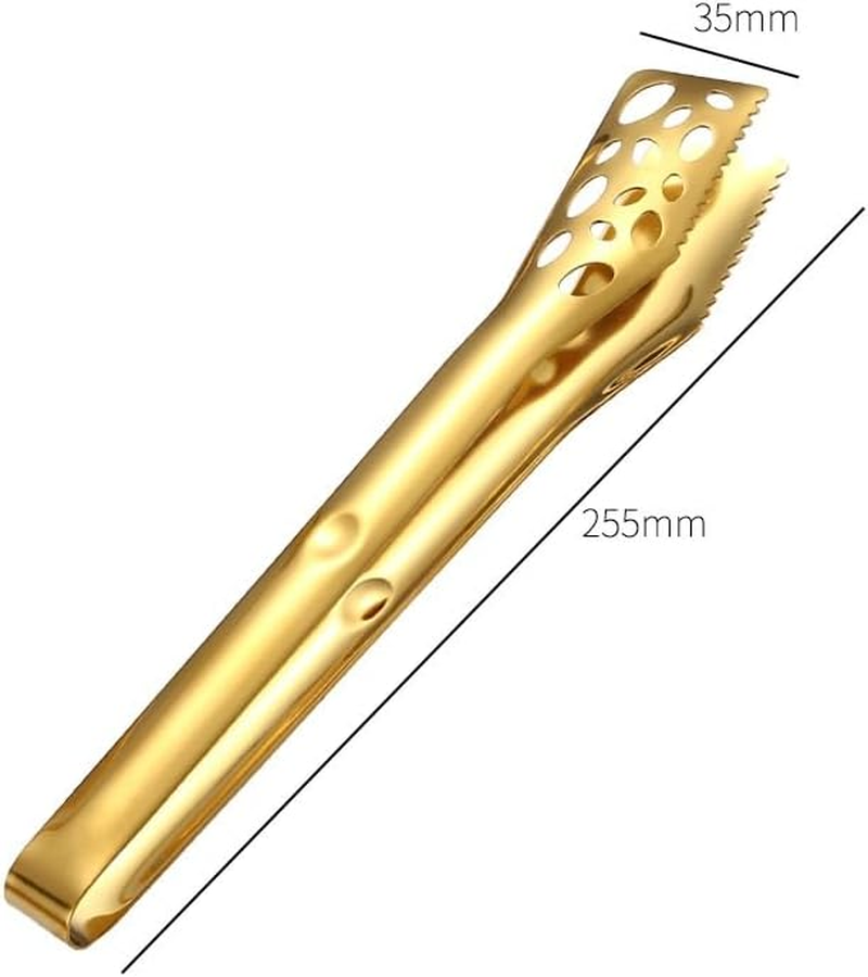 2 Pack Kitchen Tongs for Cooking 10 Inch Stainless Steel Salad Tongs BBQ Grill Tongs Heavy Duty Metal Tongs Heat Resistant Gold Serving Utensils (Gold, 10 Inch)