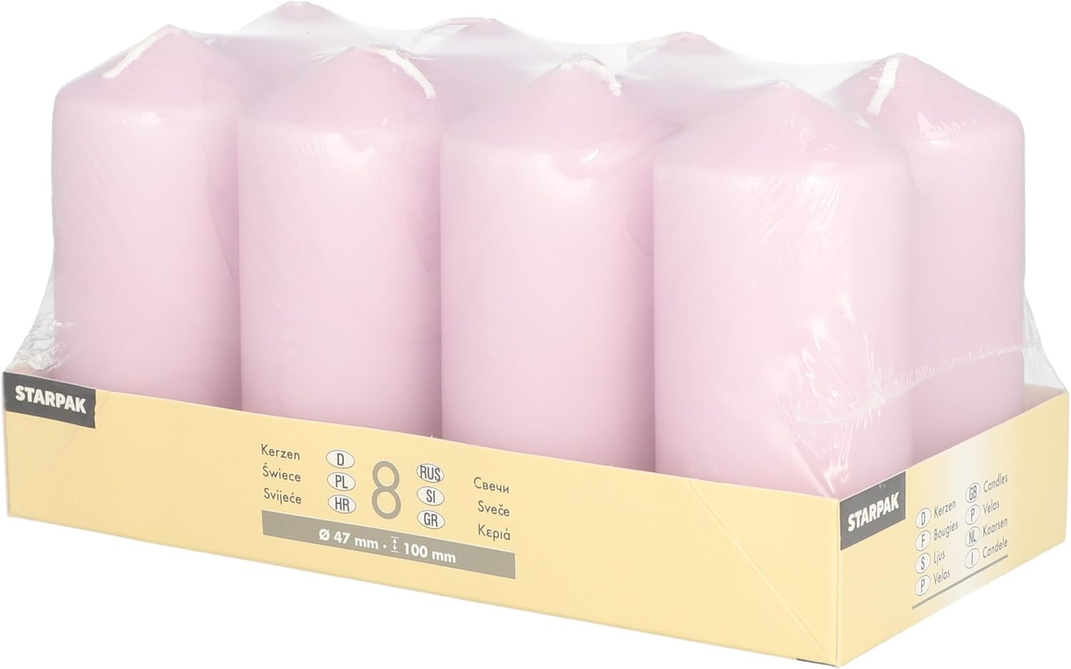 8 Pillar Candles Diameter 47 Mm 100 Mm Lilac