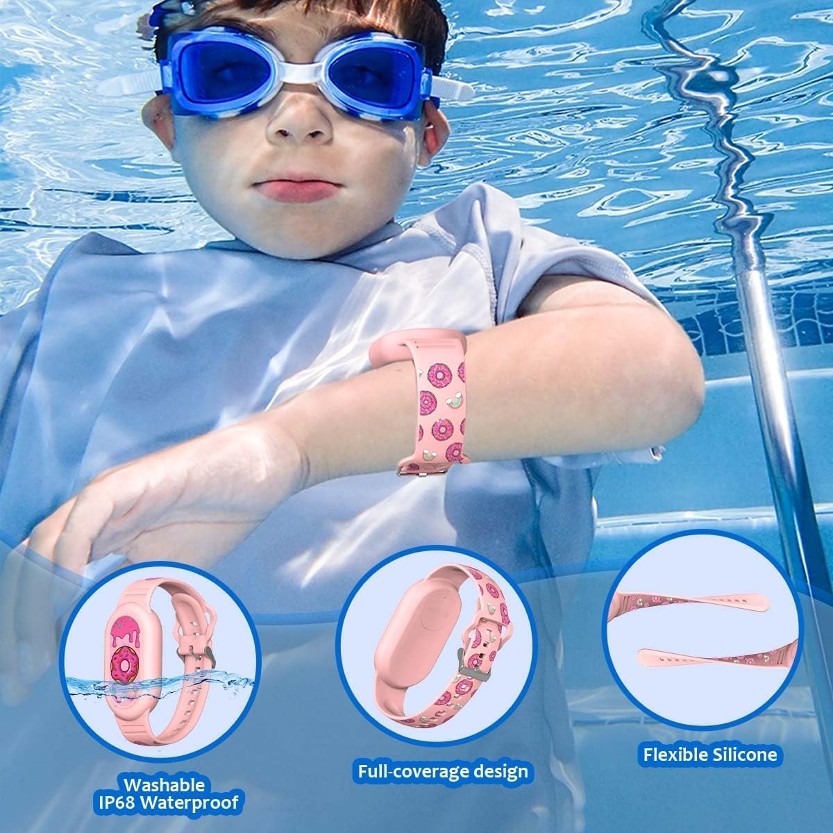 [2Pack] Cute Bracelet for Galaxy Smarttag 2 (2023), Silicone Cartoon Smart Tag 2 Wristband Holder Compatible with Samsung Smarttag 2 Waterproof Smart Tag 2 Case for Kids Elderly(Unico & Donuts) image number 6