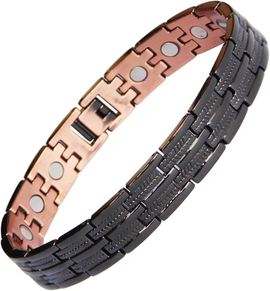 Gatuida Copper Therapy Bracelet for Men Dual-Row Wristband for Health Stylish and Chain Circulation and Muscle Relief image number 2