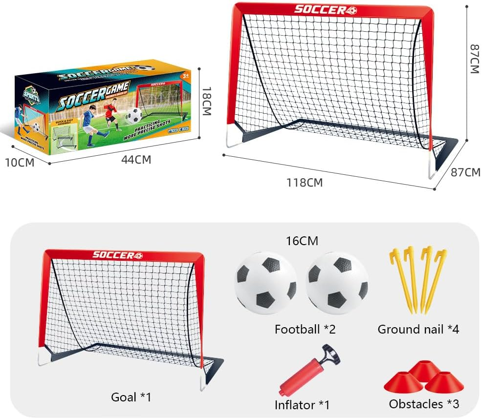 Soccer Goals, 4X3 Ft Soccer Nets for Backyard with Soccer Ball, Kids Soccer Goals Training Equipment with Ground Nail, Cones, Ball Pump image number 1