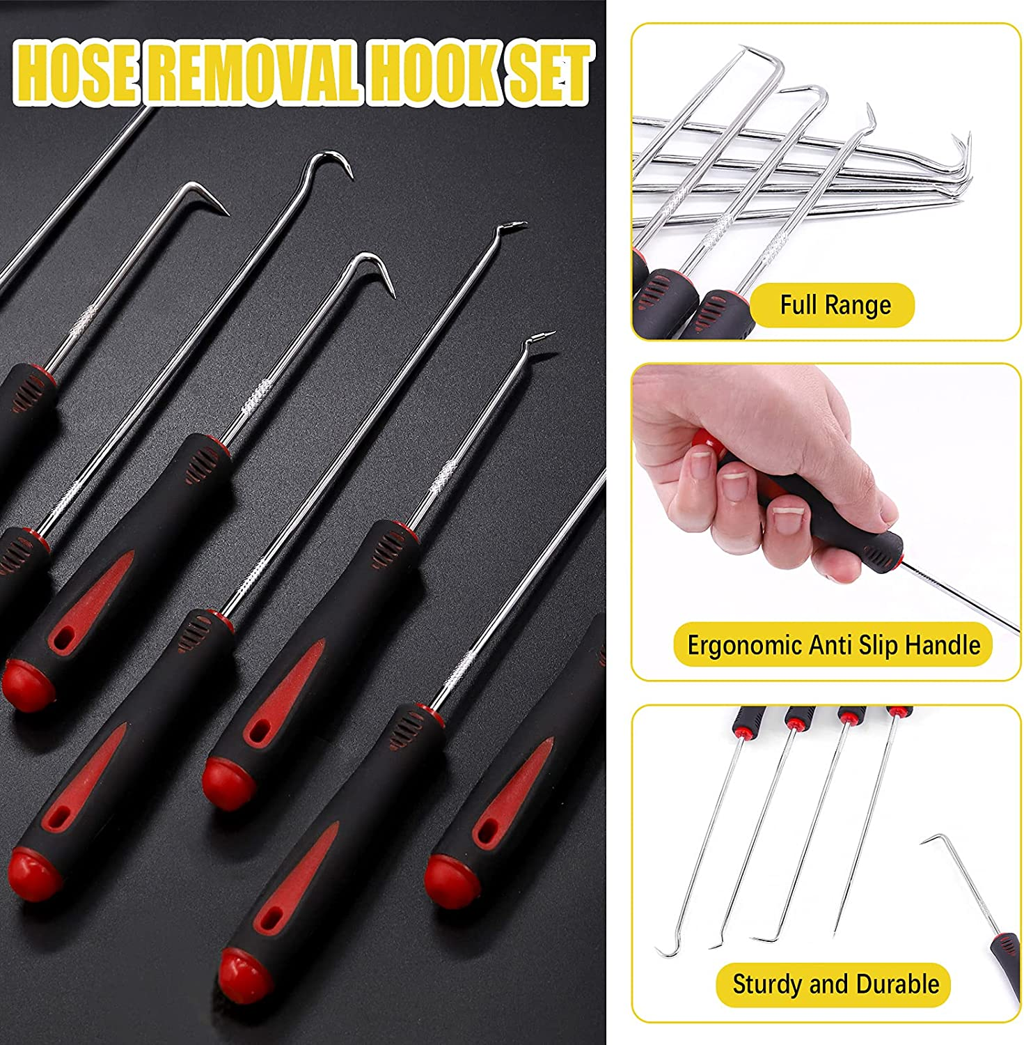 11Pcs Hose Removal Hook Heavy Duty Hook Tool Set, Precision Tools Hooks, O-Ring Hook, Vacuum Hoses Trim Tools for Automotive Mechanic Maintenance Brand: Mardatt image number 1