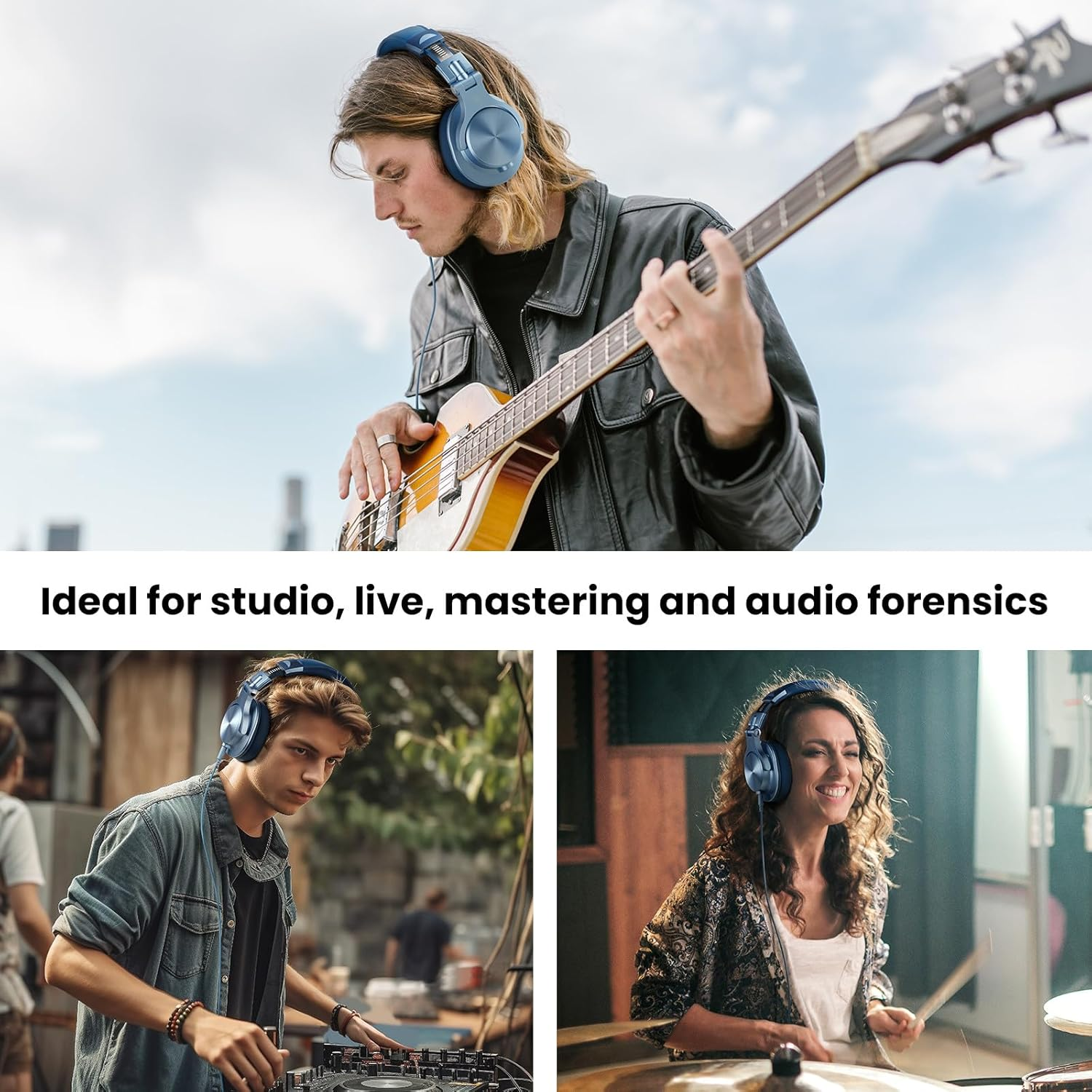 Oneodio A71 Hi-Res Studio Recording Headphones - Wired over Ear Headphones with Shareport, Monitoring Mixing Foldable Headset with Stereo Sound, 3.5/6.35MM Jack for PC Computer DJ Guitar-Sky Blue - Sky Blue image number 6