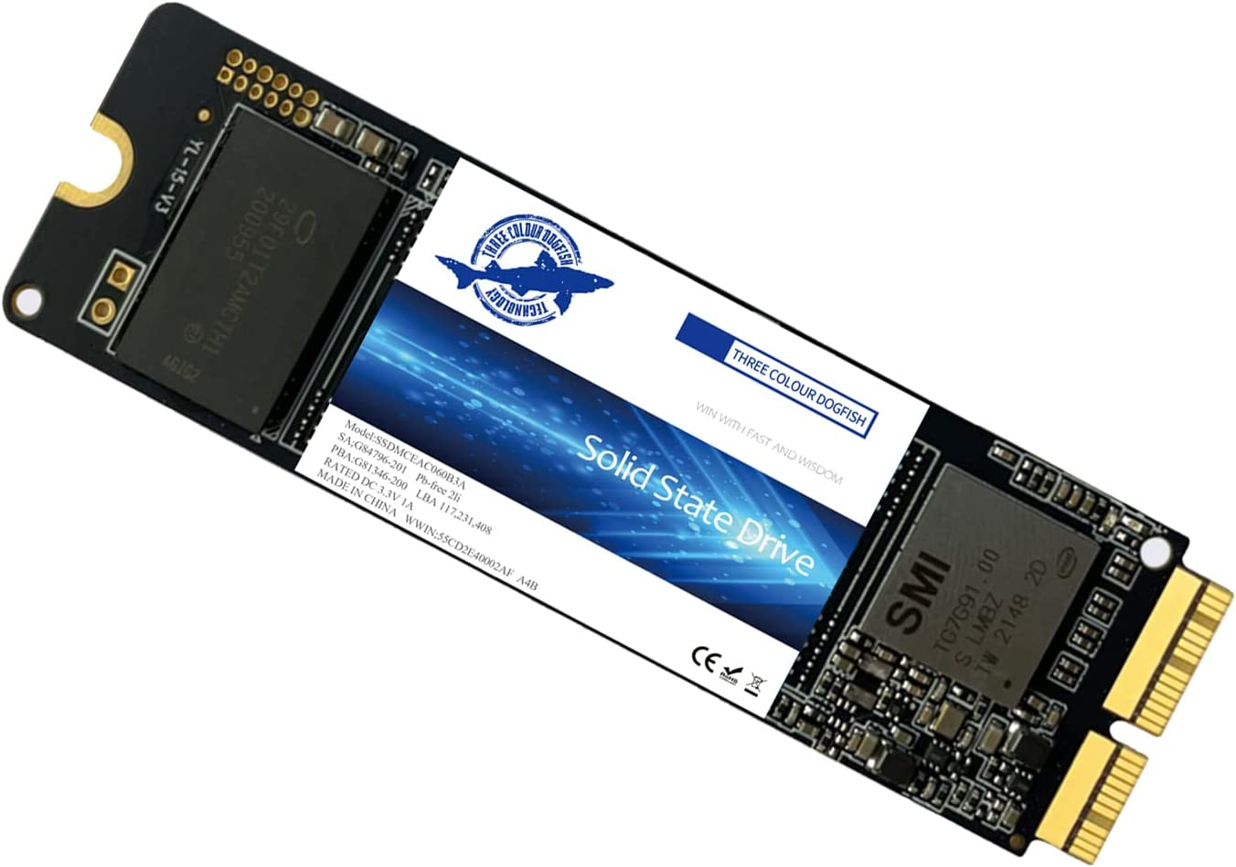 THREE COLOUR DOGFISH Dogfish 512GB SSD for Macbook Pcie Gen3X4 M.2 2280 Nvme, Internal Solid State Drive Upgrade Air A1466 (2013-2017) / Pro A1398 (Retina, 2013-2015) Imac A1419 image number 2