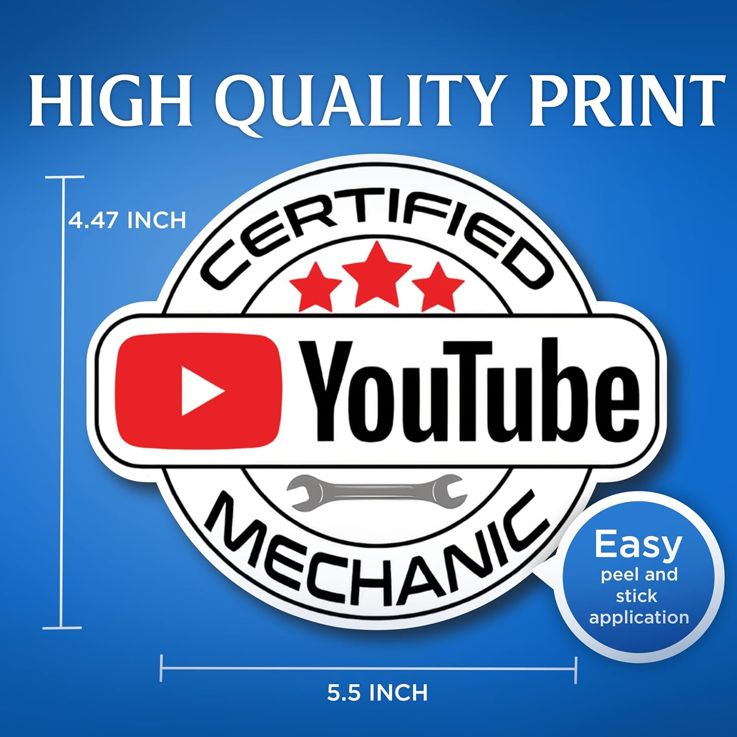 (3 Pack) Certified Youtube Mechanic Sticker - Funny You-Tube Mechanic Decal for Expert Mechanic - 5.5" - Automotive Industry - Office Gag Gift - Jokes for Friend - Made in USA - BMCS060 (BMCS060)