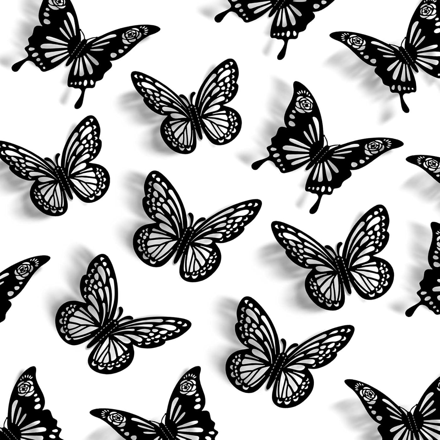 Laser Butterfly Wall Decor, 48Pcs 2 Styles 3 Sizes Butterflies for Birthday Cake Cupcake Toppers, 3D Paper Iridescent Sticker Graduation Grad Cap Decorations Baby Shower Girl Room Nursery Decals