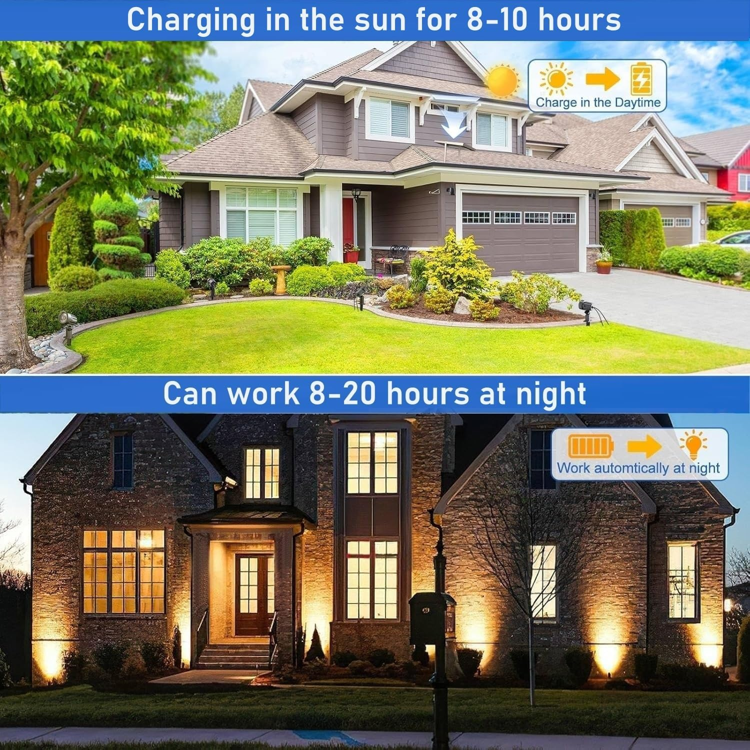 MEIHUA Solar Landscape Spotlight with Remote 2700K 4000K 6500K 3 Brightness Levels IP66 Waterproof LED Landscape Timing-Function Solar Lights Outdoor for Garden Tree Pathway 2 in 1