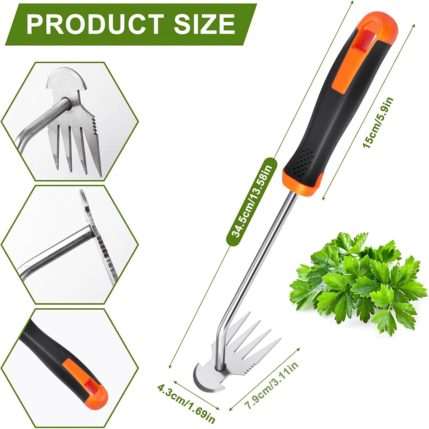 Hand Tool for Hand Rubber Craft Craft Effort Tool Uncrystal Med Tools Unkrist for Weeds 4 Teeth Weeding Tool Weeding Artifact Tool for Gardening (3 Pcs) image number 2