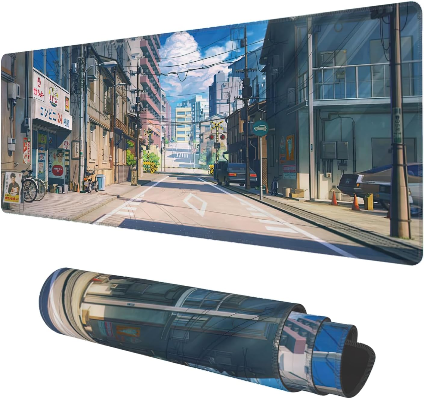 Desk Mat, Blue Vintage World Map Extended Gaming Mouse Pad Large, 35.4"X15.7" Big Mouse Pad with Non-Slip Base and Stitched Edge, Long Computer Keyboard Mouse Mat for Home Office Work