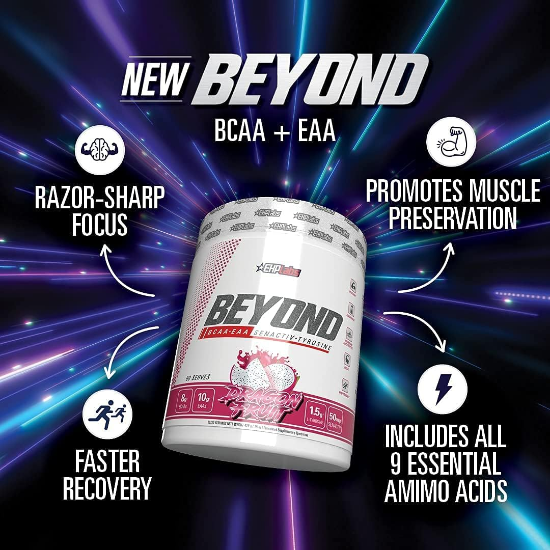 EHP Labs beyond BCAA + EAA - 10G of Essential Amino Acids, Assists with Muscle Endurance, Recovery & Fatigue (Kiwi Strawberry) image number 3