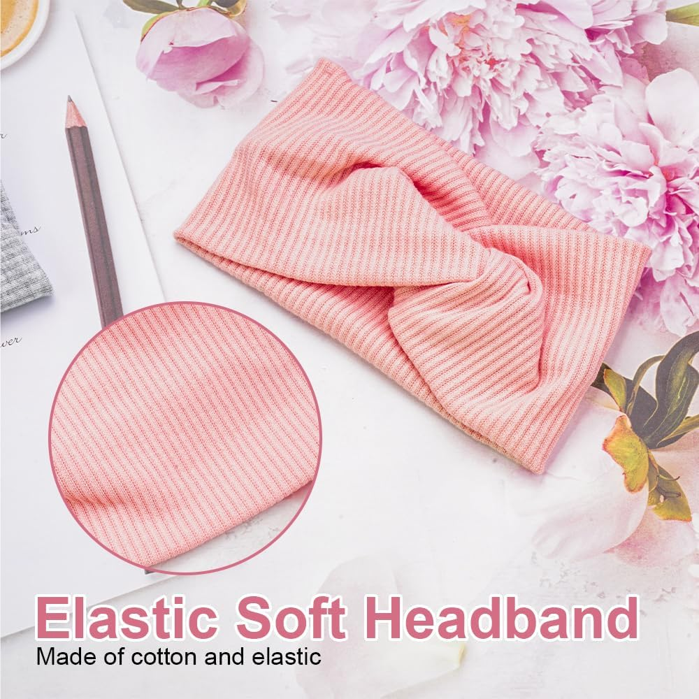 Pack of 4 Cotton Headbands for Women Girls, Women'S Headband, Twisted Headband Women, Hair Band, Wide Elastic Headbands, Hair Bands, Hair Band Knot for Yoga, Running, Training, Fitness