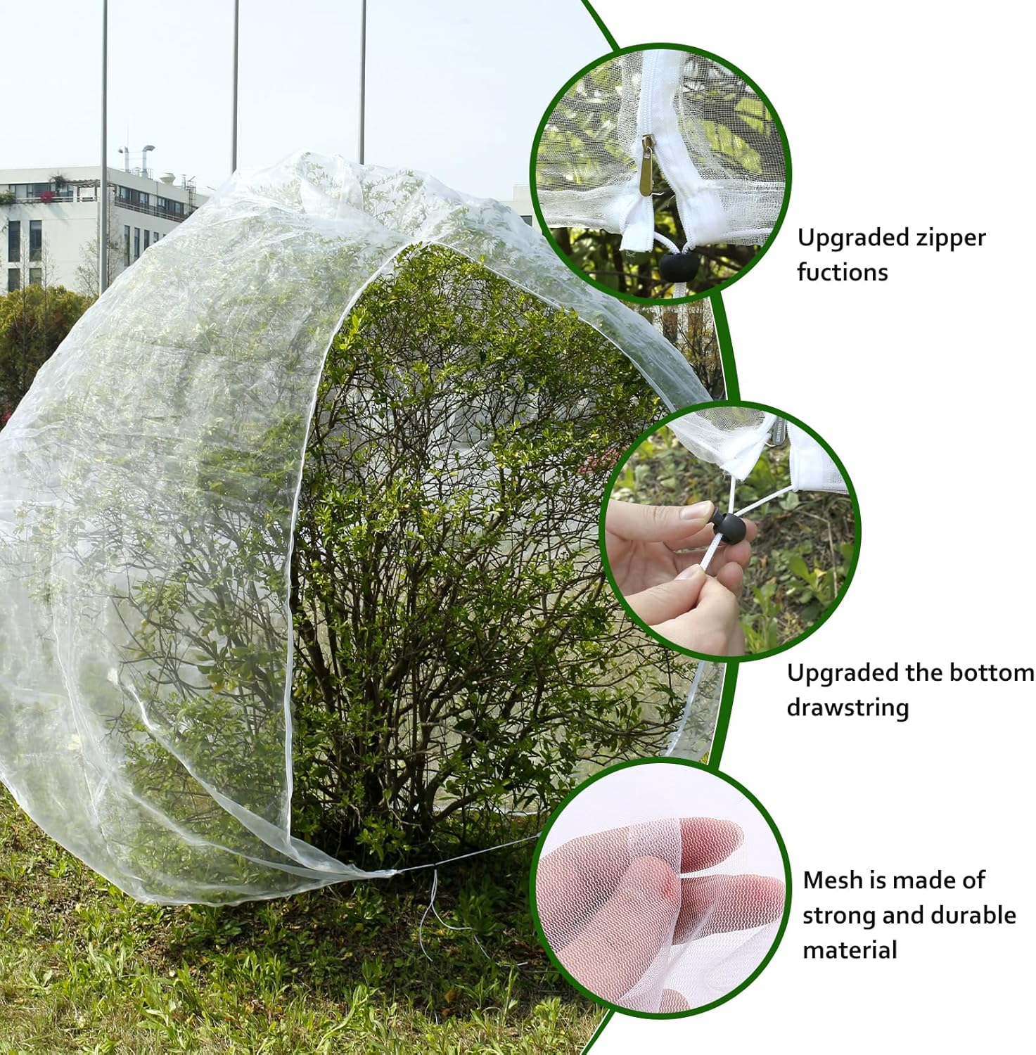 10 X 10 Ft Large Fruits Tree Netting, Fruit Tree Bird Netting with Zipper and Drawstring, Durable Breathable Transparent Fruit Tree Insect Netting, for Fruit Vegetable Trees, Bushes,Flower in Garden image number 3