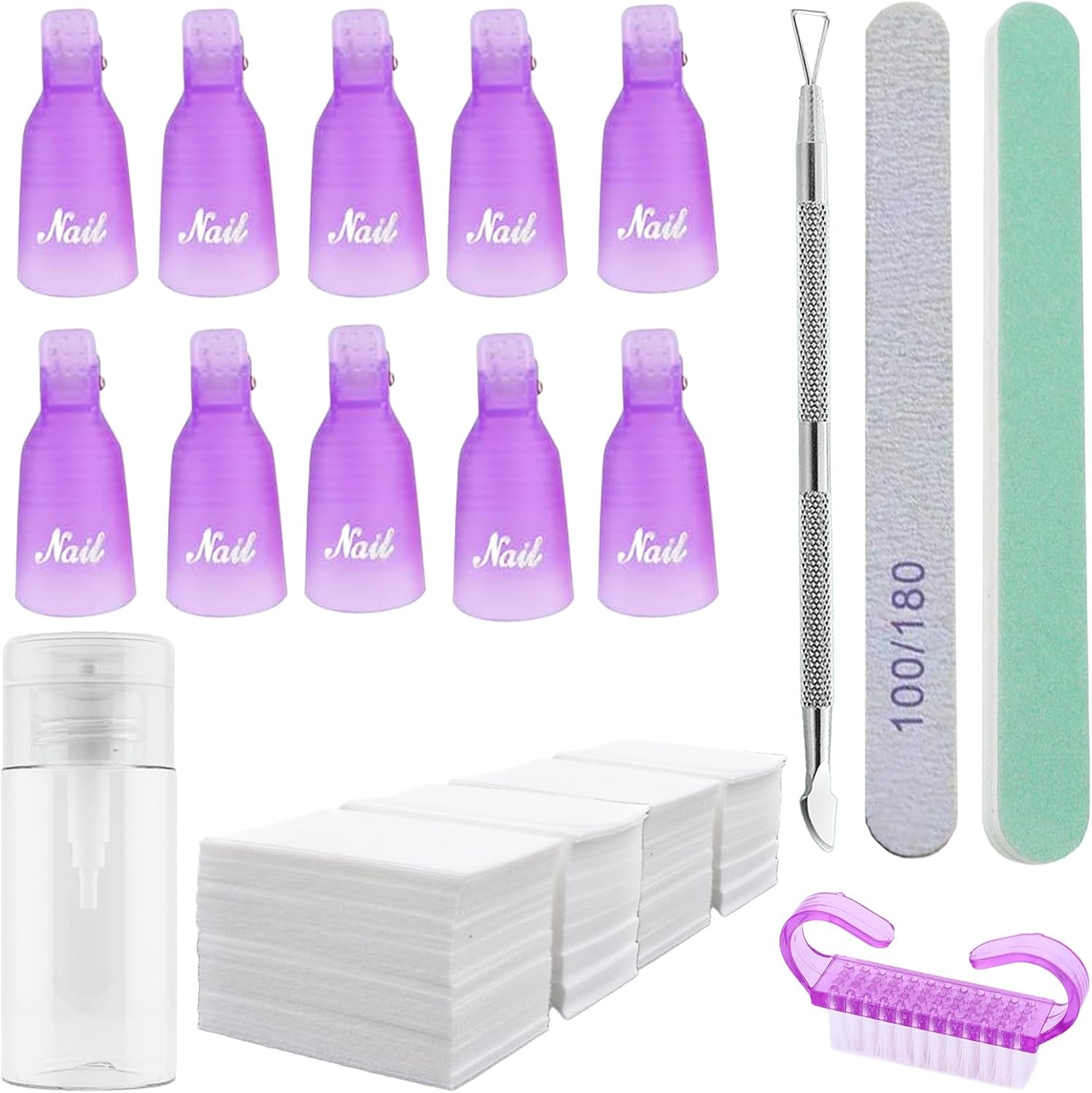 (10 Pcs Pink) Plastic Acrylic Nail Art Soak off Cap Clip UV Gel Polish Remover Wrap Tool Gel Nail Polish Remover Clips for Fingernail Removal Soak off Clips Wrap Cleaner Cap Clip