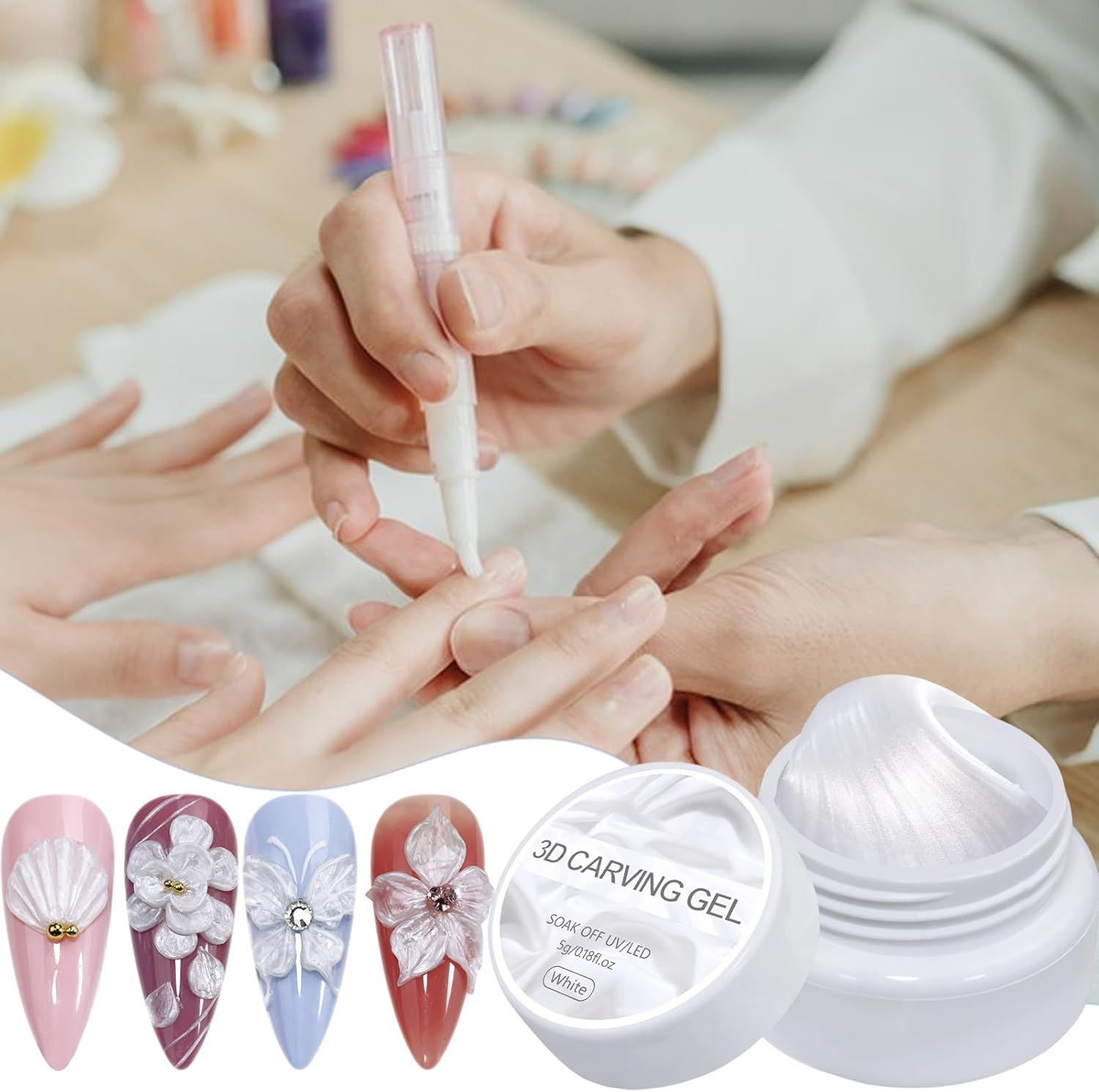 Rrlihjgu Solid Building Gel - 5G Pearl 3D Sculpting Gel for Nail,Extension Carving Beauty Care Soft Manicure Art for Daily Salon Home image number 1