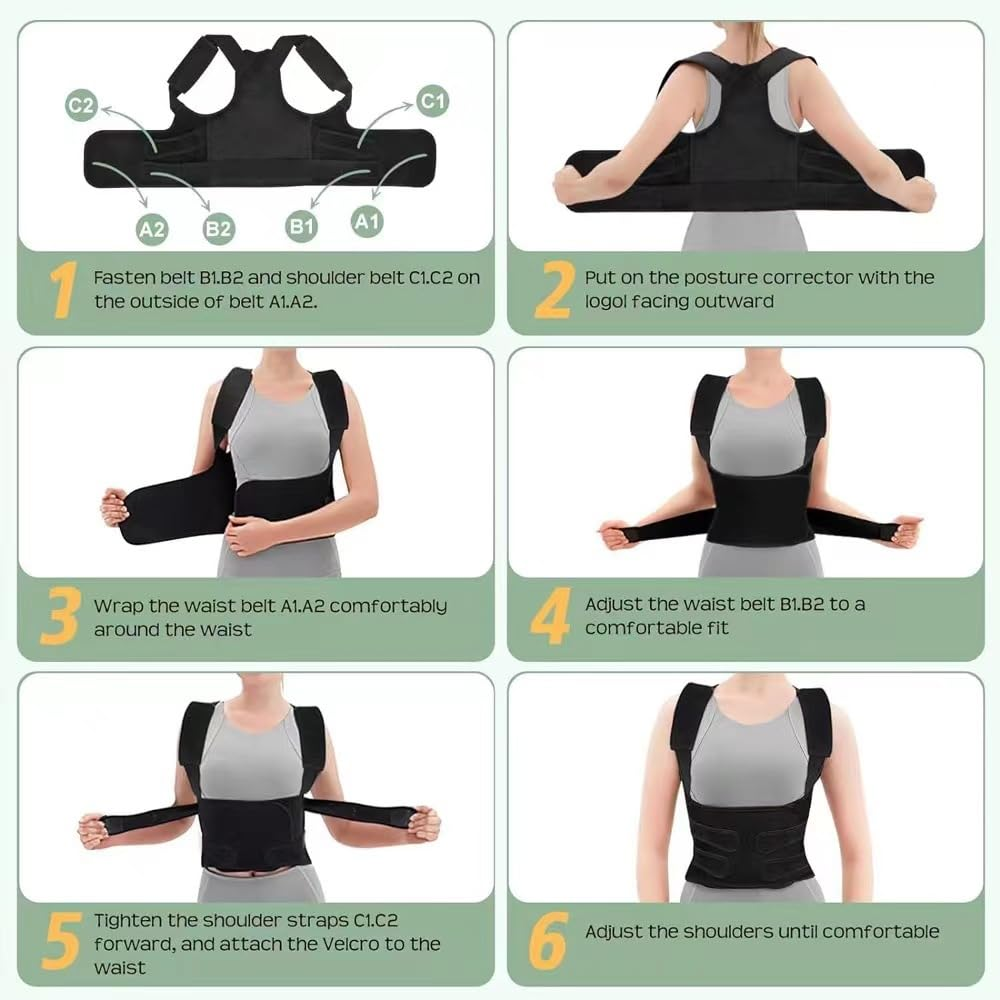 Back Brace Posture Corrector for Women and Men, Shoulder Straightener, Adjustable Full Back Support, Upper and Lower Back Pain Relief - Scoliosis, Hunchback, Hump, Thoracic, Spine Corrector (M)