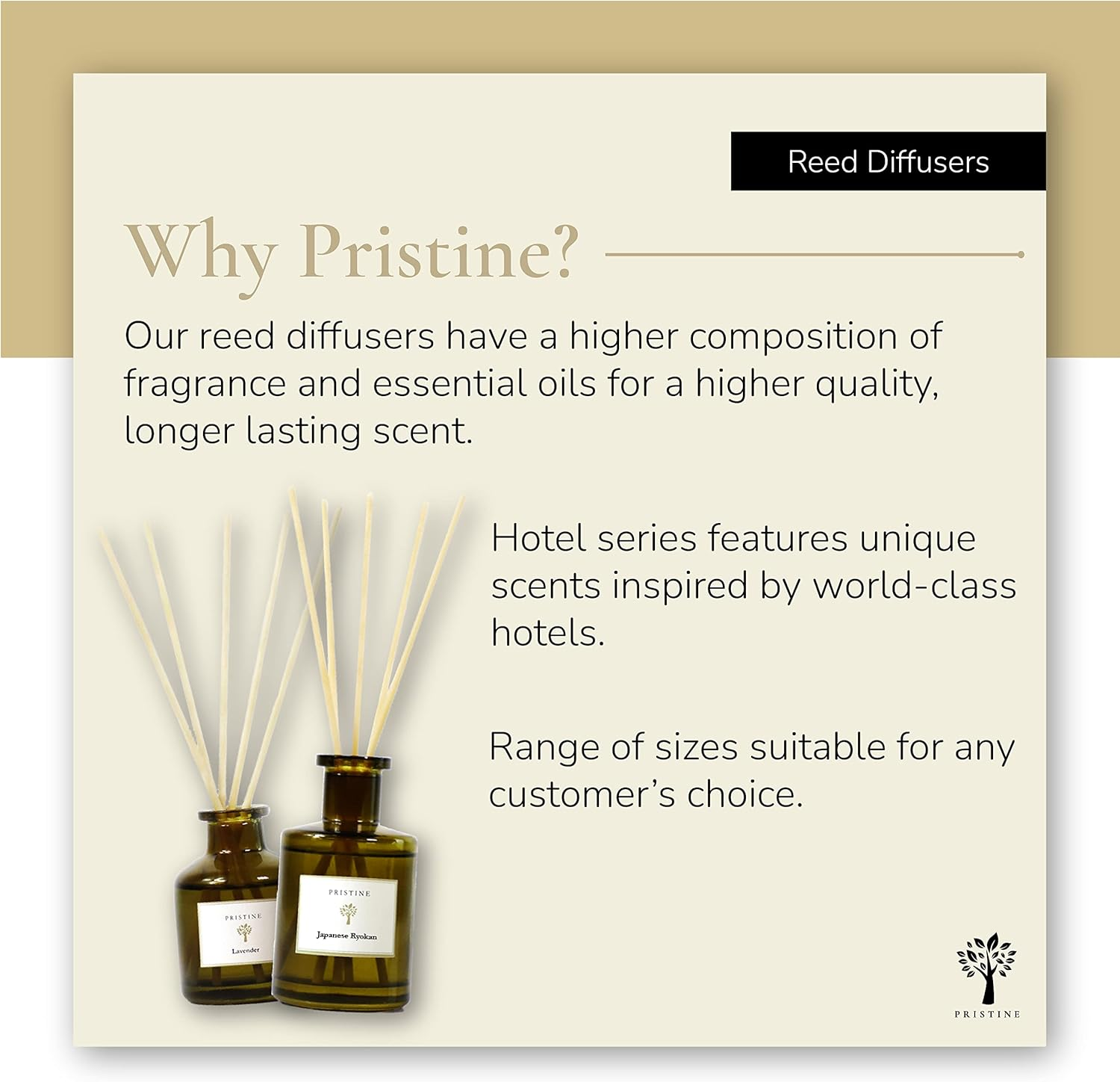 Pristine Japanese Ryokan Reed Diffuser for Home | Fresh Lavender, Moroccan Amber Reed Diffuser Set, Oil Diffuser & Reed Diffuser Sticks-Home Office Decor-Fragrance Gift image number 2