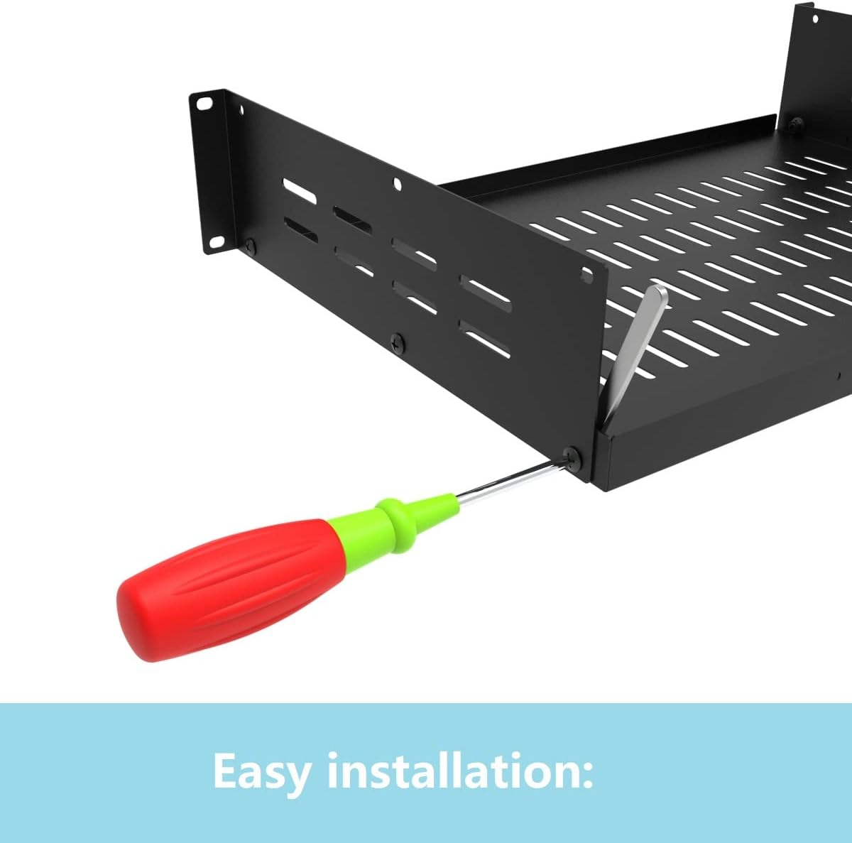 Jingchengmei 2U 19-Inch Universal Vented Rack Mount Cantilever Server Rack Shelf-12 Inch Deep-Disassembled Black (2U12Ind) image number 2