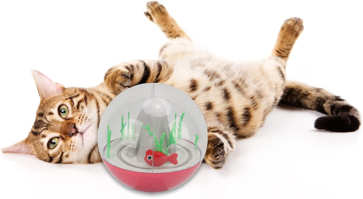 Cat Ocean Ball Toy, Fish Rotation Chasing Interactive Electric Cat Ocean Ball, Automatic Cat Toy Electric Fish Funny Cat Toy for Cats Kitten (Pink) image number 3