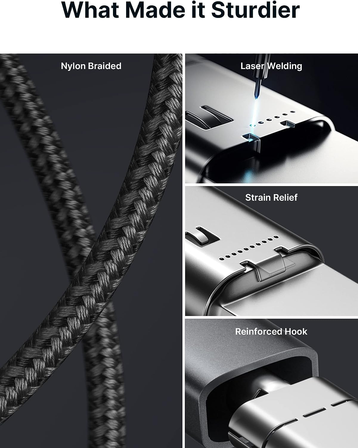 JSAUX 100W USB C to USB C Charger Cable [2-Pack 2M], USBC Type C Fast Charging Cable Compatible with Macbook, Ipad Pro Air, Iphone 16/15/Pro/Max/Plus, Galaxy S24/S23 Ultra, Dell Google Pixel-Grey