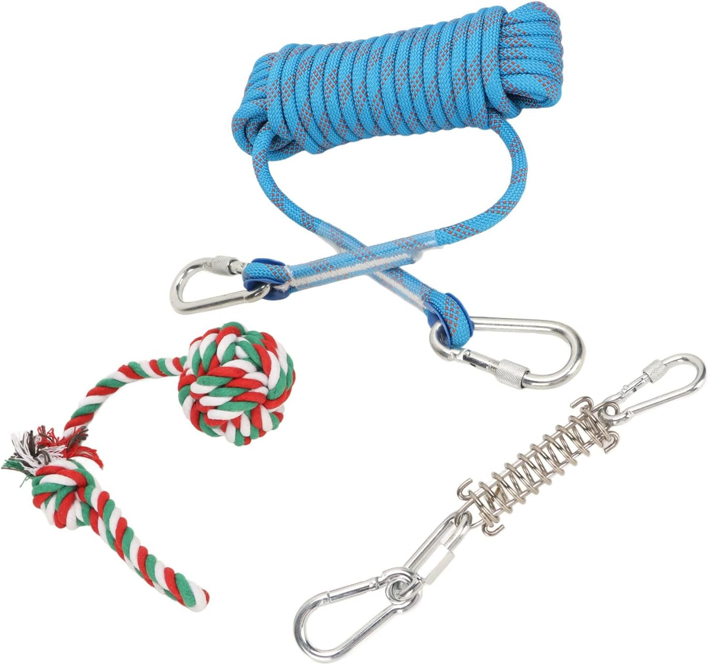 32.8Ft Spring Pole Dog Rope Toys, Stainless Steel Adjustable Height Heavy Duty Muscle Builder Interactive Tether Tug Toy, Bungee Dog Toy Outdoor Hanging Toys for Large Dogs image number 6