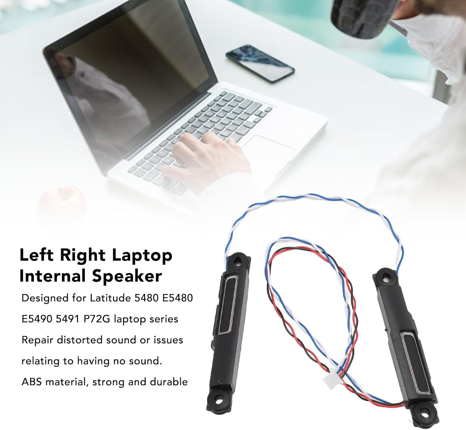 ABS Left Right Laptop Internal Speaker Set Lightweight Portable Replacement for Latitude 5480 E5480 E5490 5491 P72G, Easy to Install for Users image number 3