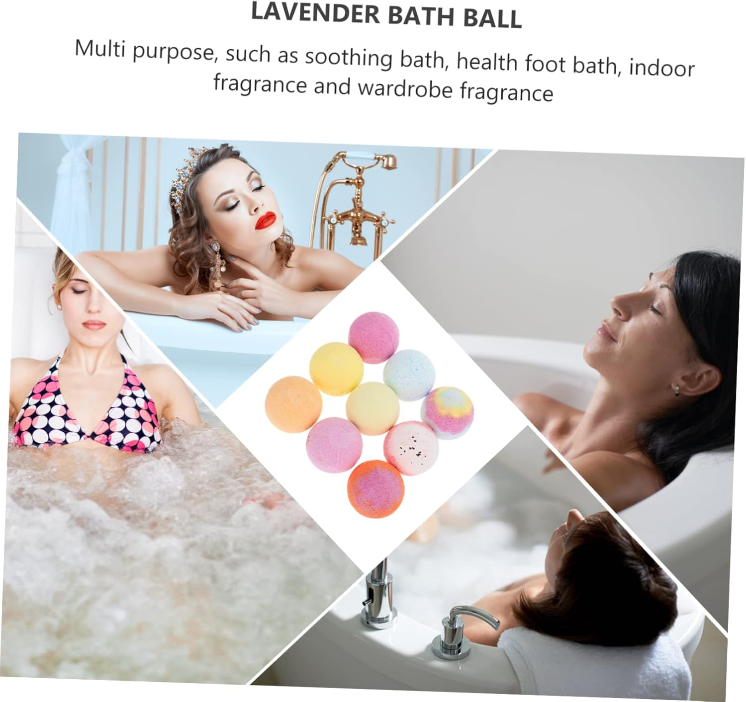 Baluue 9Pcs Healthy Luxury Spa Shower Balls Aromatherapy Bath Salt Balls Face Body Cleanser image number 4