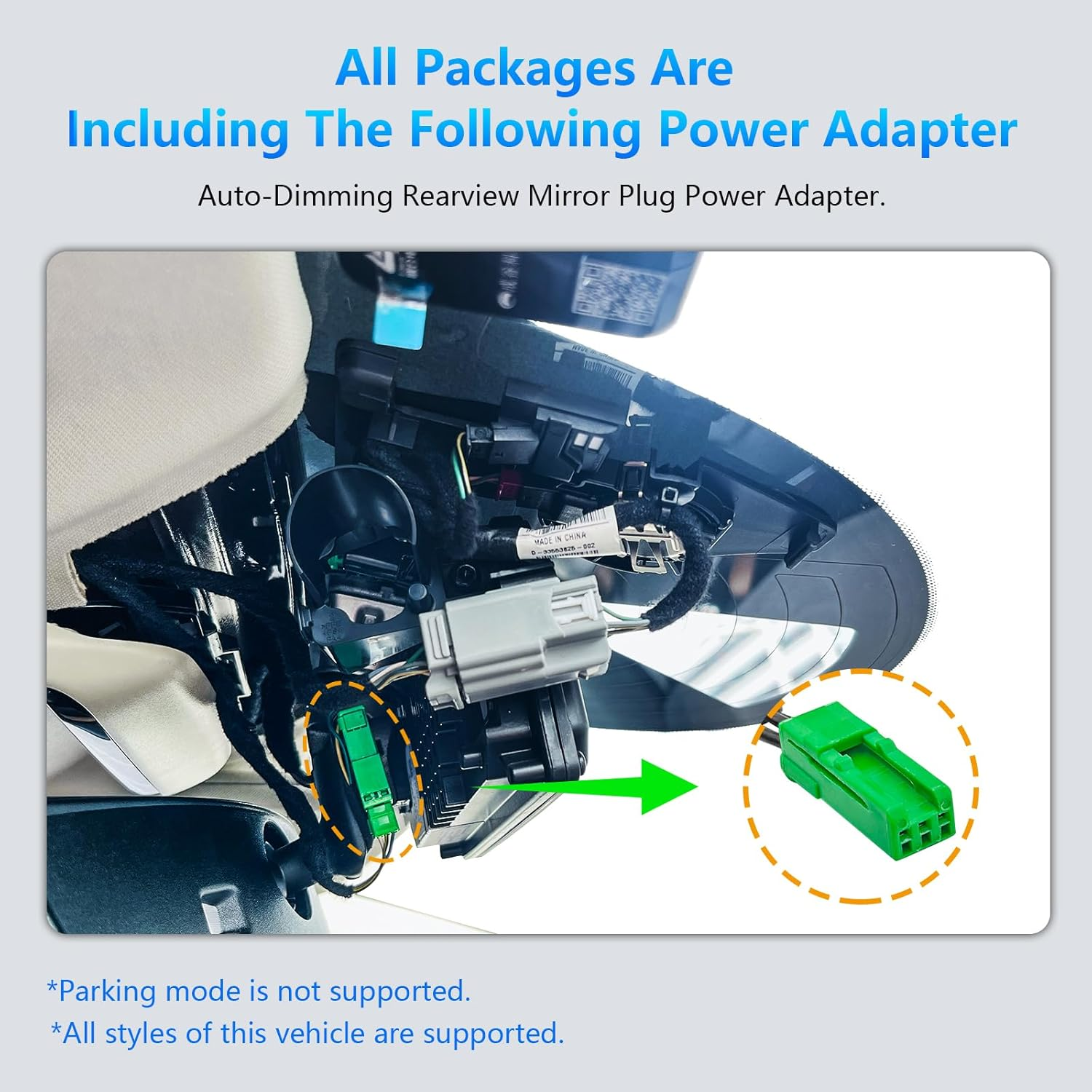 Mangoal Dashcam Power Adapter 3 Pin (Model A) Custom for Volvo XC40 XC60 XC90 S60 V60 C40 and More,Hide the Wires, GPS Radar Mirror Camera Dash Cam Adapter Cable,Connects to Rearview Mirror (Hidden) image number 2