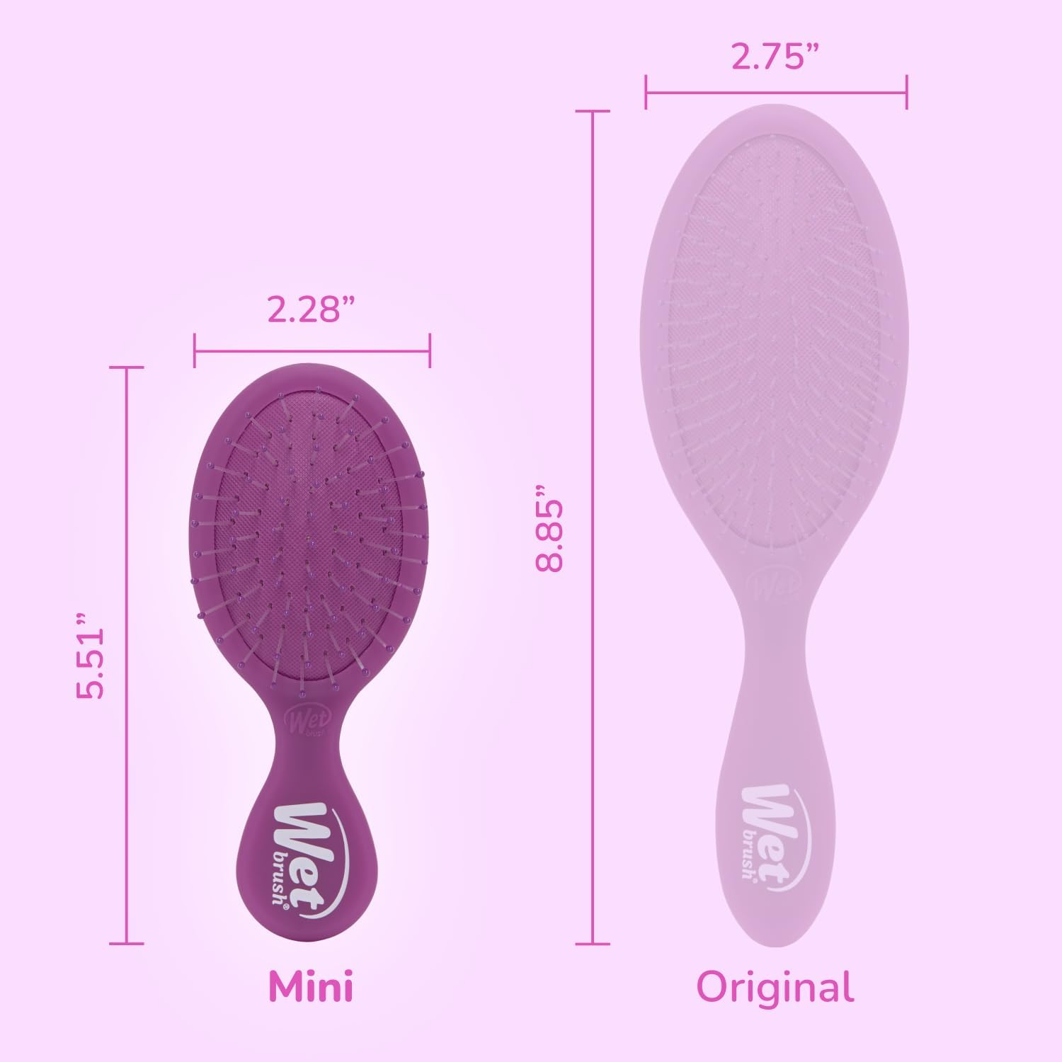 Wet Brush Mini Detangler Hair Brush, Purple Frost, Detangling Travel Hairbrush, Ultra-Soft Intelliflex Bristles Glide through Tangles with Ease, Pain-Free, All Hair Types - Black Frost image number 2