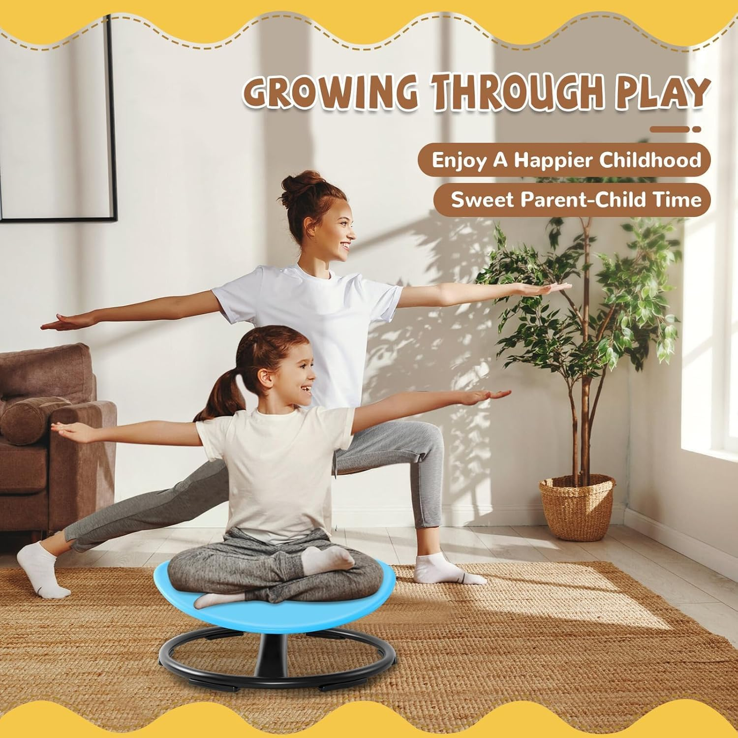 Kids Spin Chair | Sensory Swivel Chair - Indoor Children Sensory Swivel Chair with Non-Slip Design, Kids Balance for Training Body Coordination (Blue) image number 6