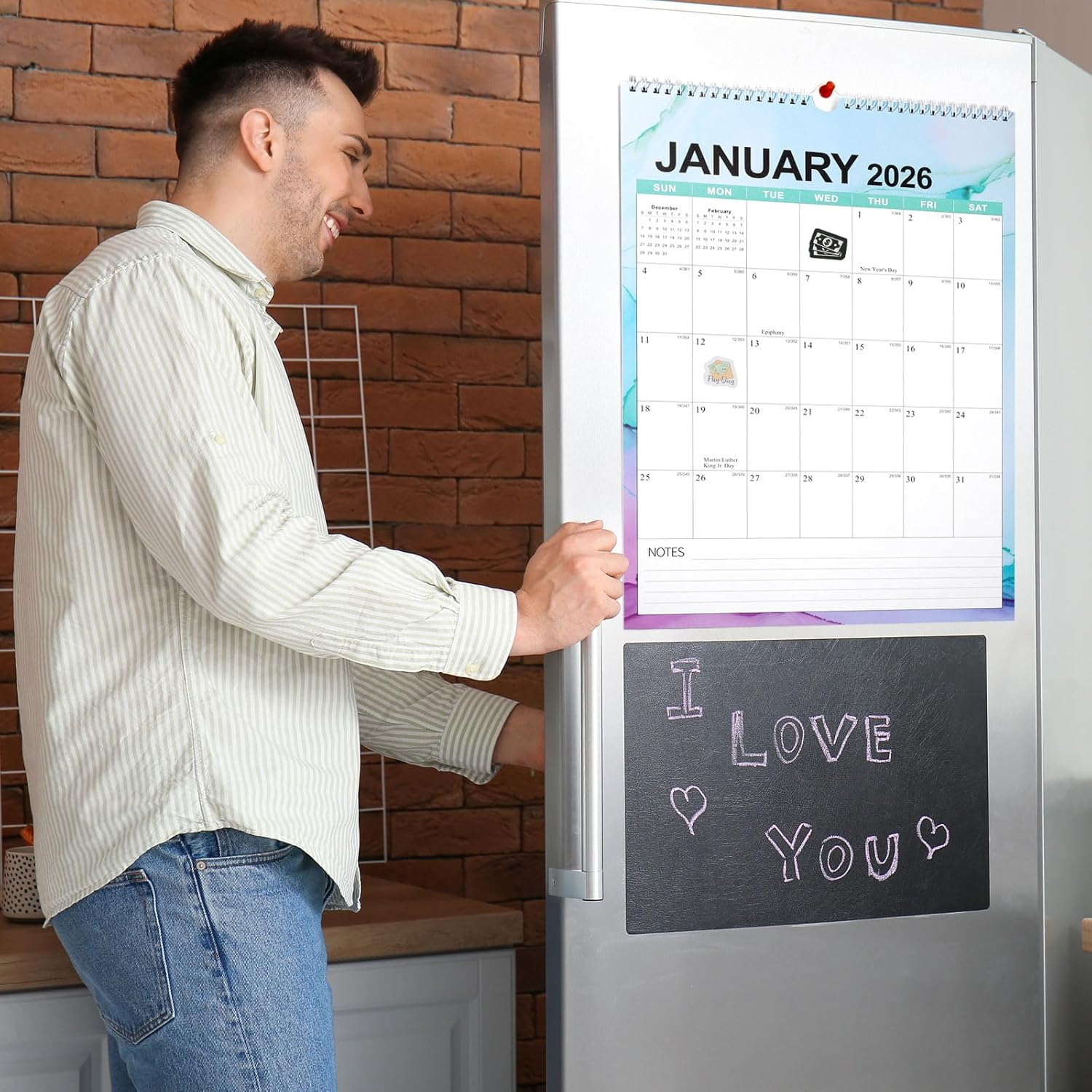 2026-2027 Wall Calendar with Stickers, Monthly Planner Runs from January 2026 to June 2027, 18 Months for Office Home School, 17'' X 12'' (Dark Blue) - Dark Blue image number 6