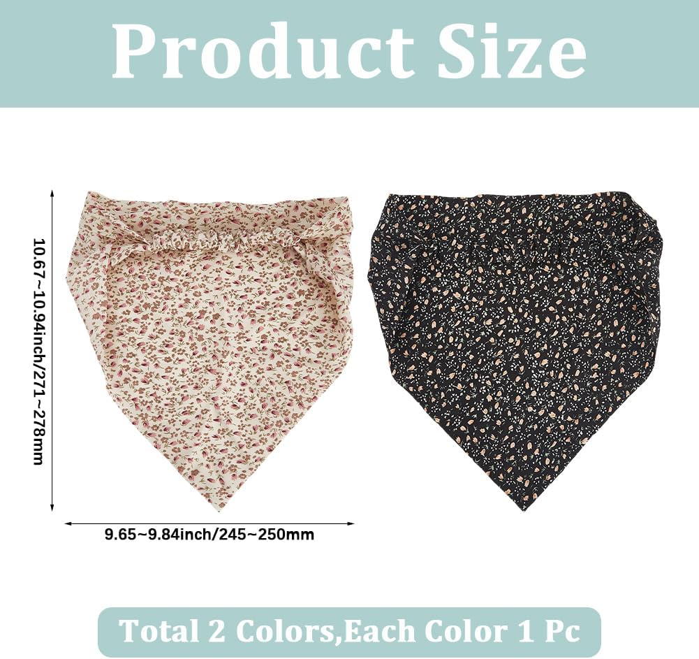 CABODYALS Pack of 2 Floral Bandanas Boho Hair Scarf with Daisy Pattern Headscarf Chiffon Summer Vintage Fabric Elastic Triangular Headbands for Women Bridesmaids Weddings Styling Dress Party image number 6