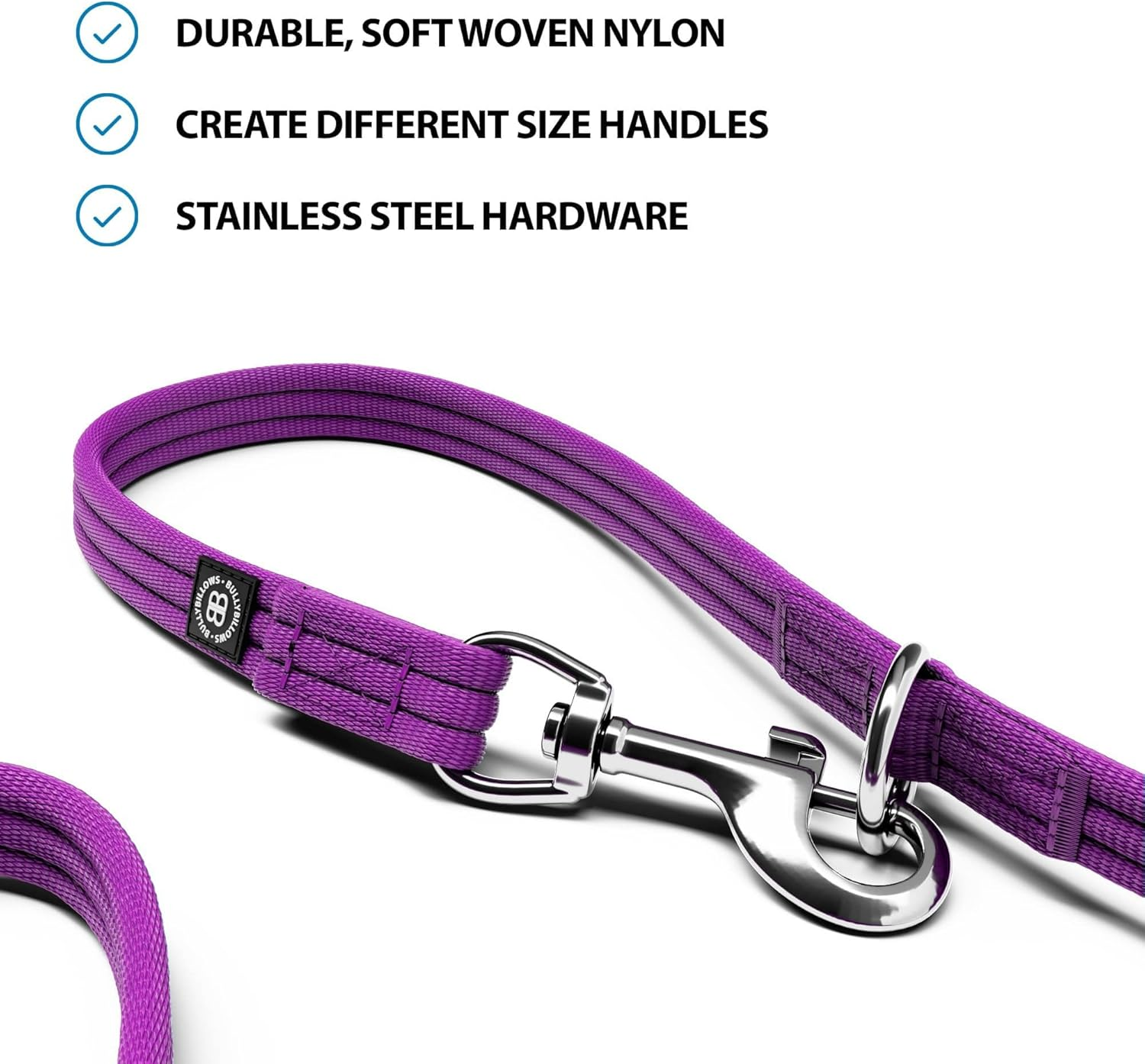 Bullybillows Double Ended Training Dog Lead | Multi-Functional Dog Lead | Medium or Long Length for Obedience Training or Distance Work | Purple image number 5