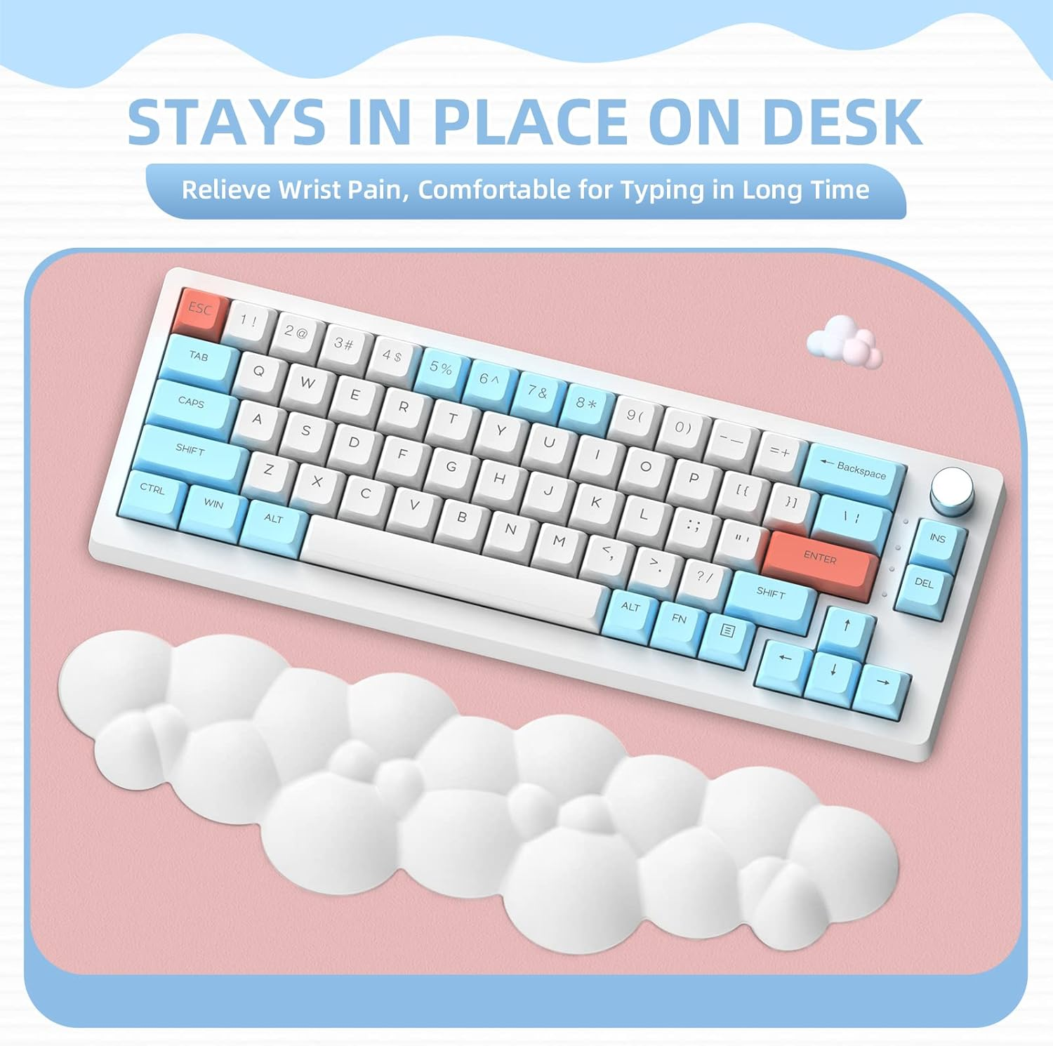 Attack Shark Gaming Keyboard Wrist Rest Pad,Memory Foam Keyboard Palm Rest, Ergonomic Hand Rest for Computer Keyboard,Laptop,Mac,Lightweight for Easy Typing Pain Relief-White image number 3