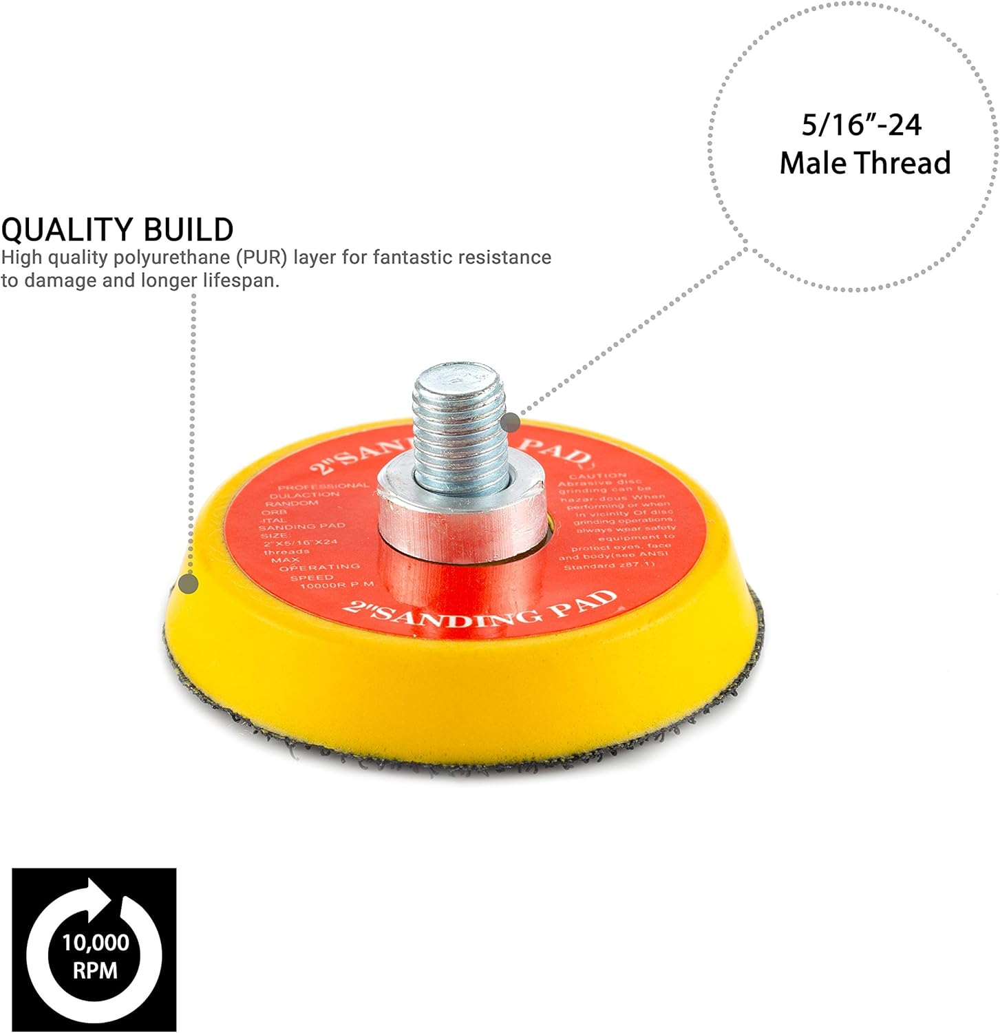Glass Polish (50Mm) Dual Action Backing Pad with Thread 5/16'' -24 - GP12709 image number 1
