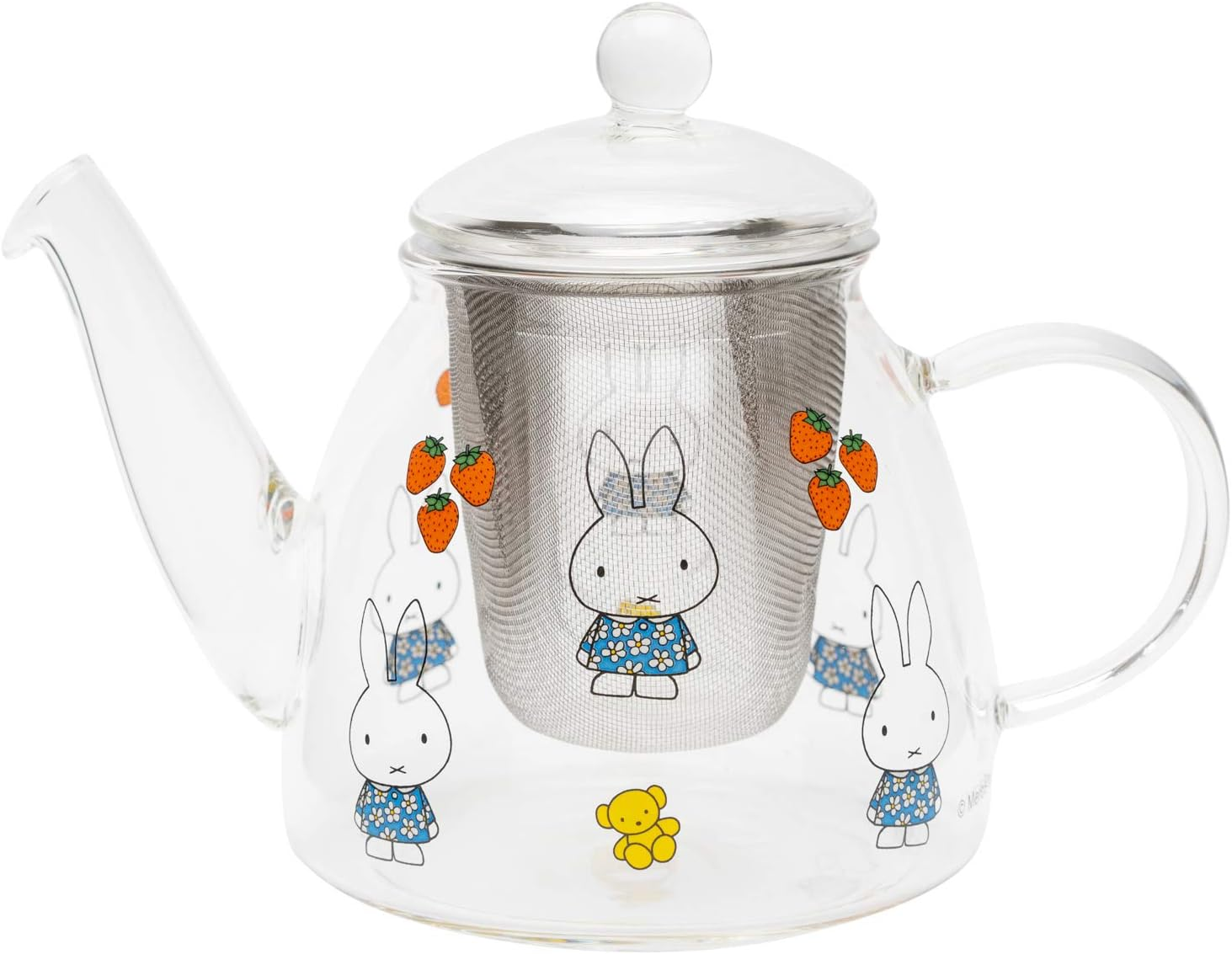 Space Joy 8644008MS Miffy Pot, Heat-Resistant Glass, Transparent, 16.9 Fl Oz (500 Ml), Miffy & Strawberry