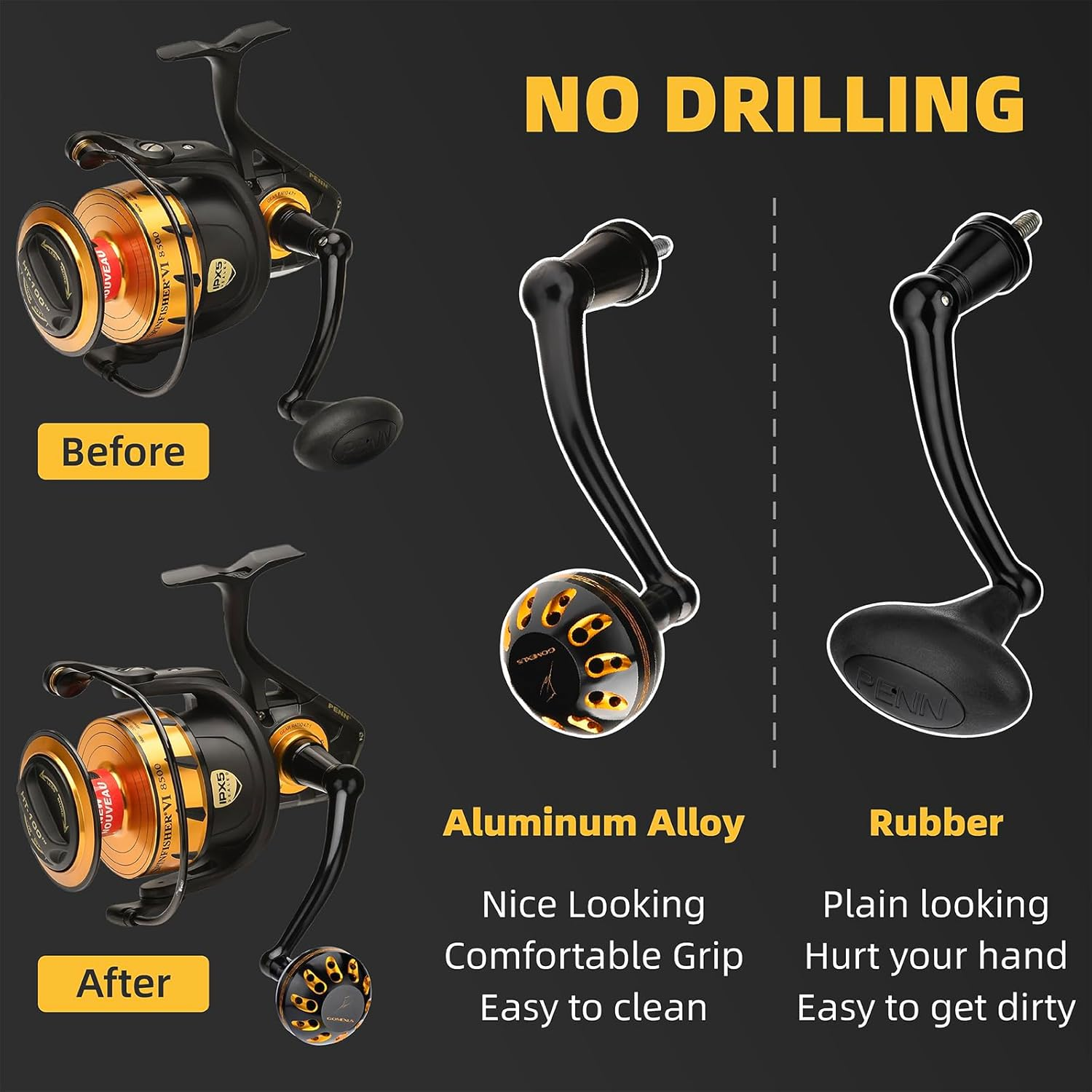 GOMEXUS Power Handle for Penn Spinfisher VI VII Slammer III Iv(Make Sure Your Reel Model,Not for All Spinfisher Long Cast/V)-Please Pay Attention to the Adaptation Table