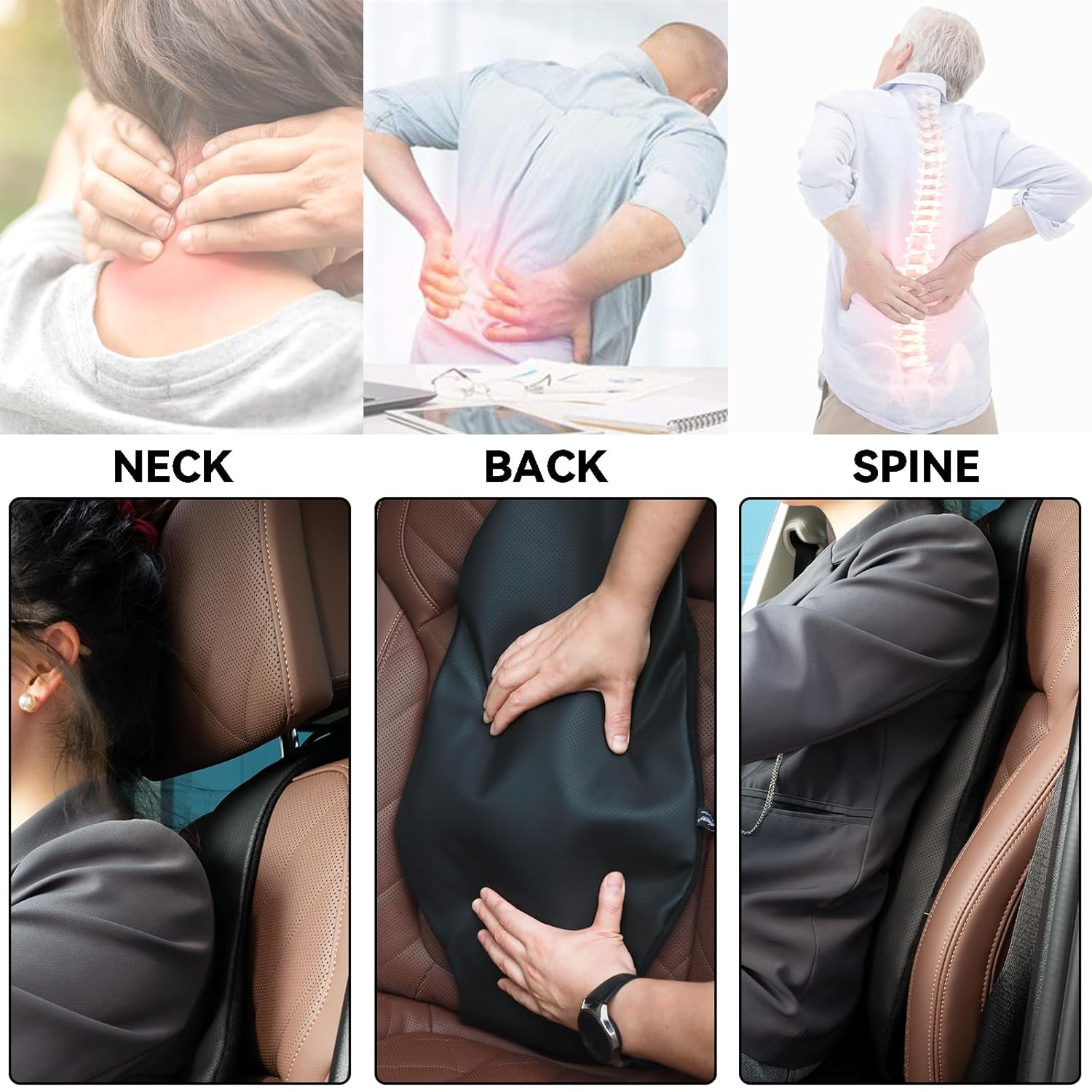 Inflatable Car Lumbar Back Support Cushion,Back Pain Relief Car Seat Lumbar Cushion,Adjustable Air Motion Backrest to Suit Personal Habits and Contours (Black) image number 4