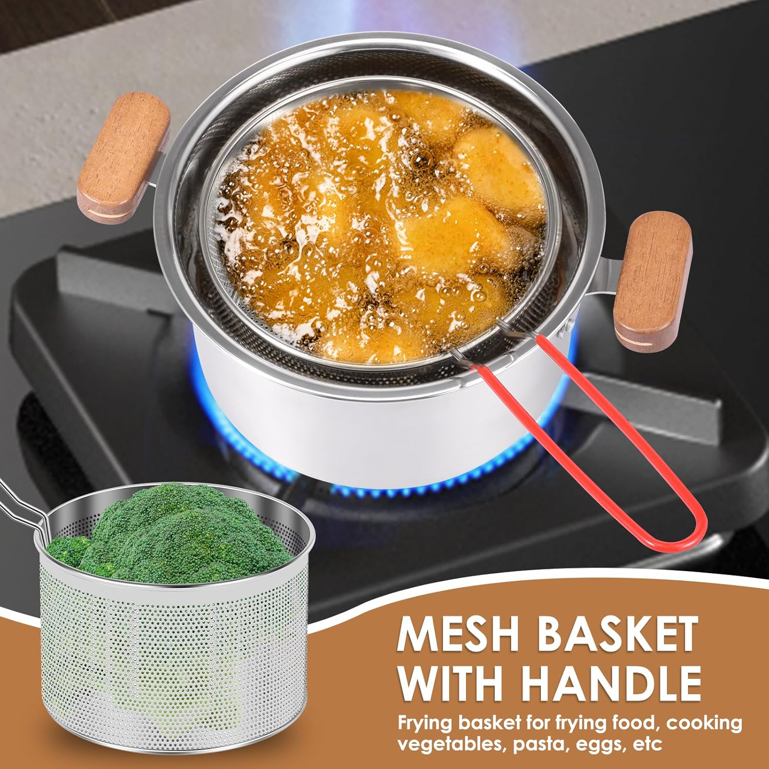 Awobepl Stainless Steel Steamer Pot Set 2.5L with Insert & Basket for Gas, Induction Cooktop & Electric Stove | for Veggies, Dumplings, Seafood, Kitchen Cooking Set image number 4