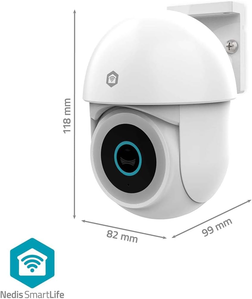 NEDIS Smart Wi-Fi Outdoor Security Camera, Full HD 1296P, Floodlight & Colour Night Vision, Pan/Tilt, Motion Detection, Auto-Tracking, Human Detection, 2-Way Audio - White image number 6