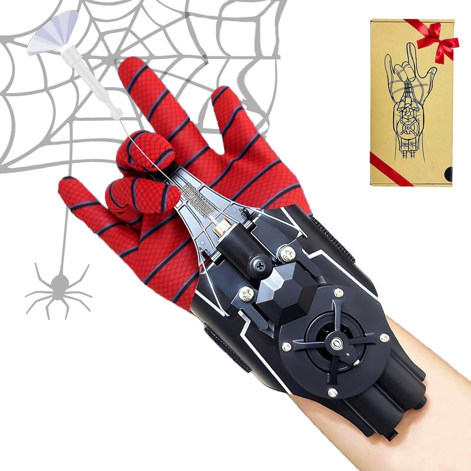 Spider Web Shooter Toy Upgrade - USB Rechargeable Web Launcher with Real Silk, Suction Cup Matching Glove 9.8-Foot Range - Cool Gadgets for Superhero Role-Play, Fun Men, Teens, Kids Cosplay image number 4