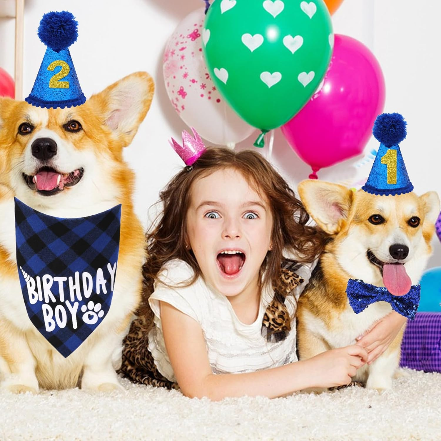 Cat Birthday Party Supplies Breakaway Plaid Cat Birthday Boy Bandana Collar with Bow Tie Cat Kitten Birthday Hat Birthday Number Cat Birthday Outfits Decorations for Cat Kitten image number 6