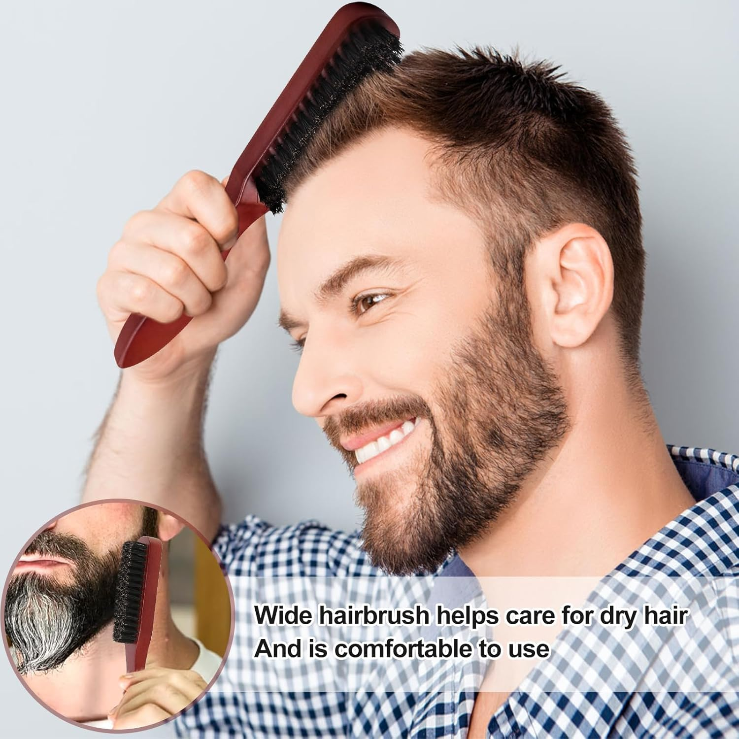 Cureder 2Pcs Boar Bristle Hair Brush Set for Women & Men, Detangling Salon Brush for Hair and Beard Cleaning image number 2