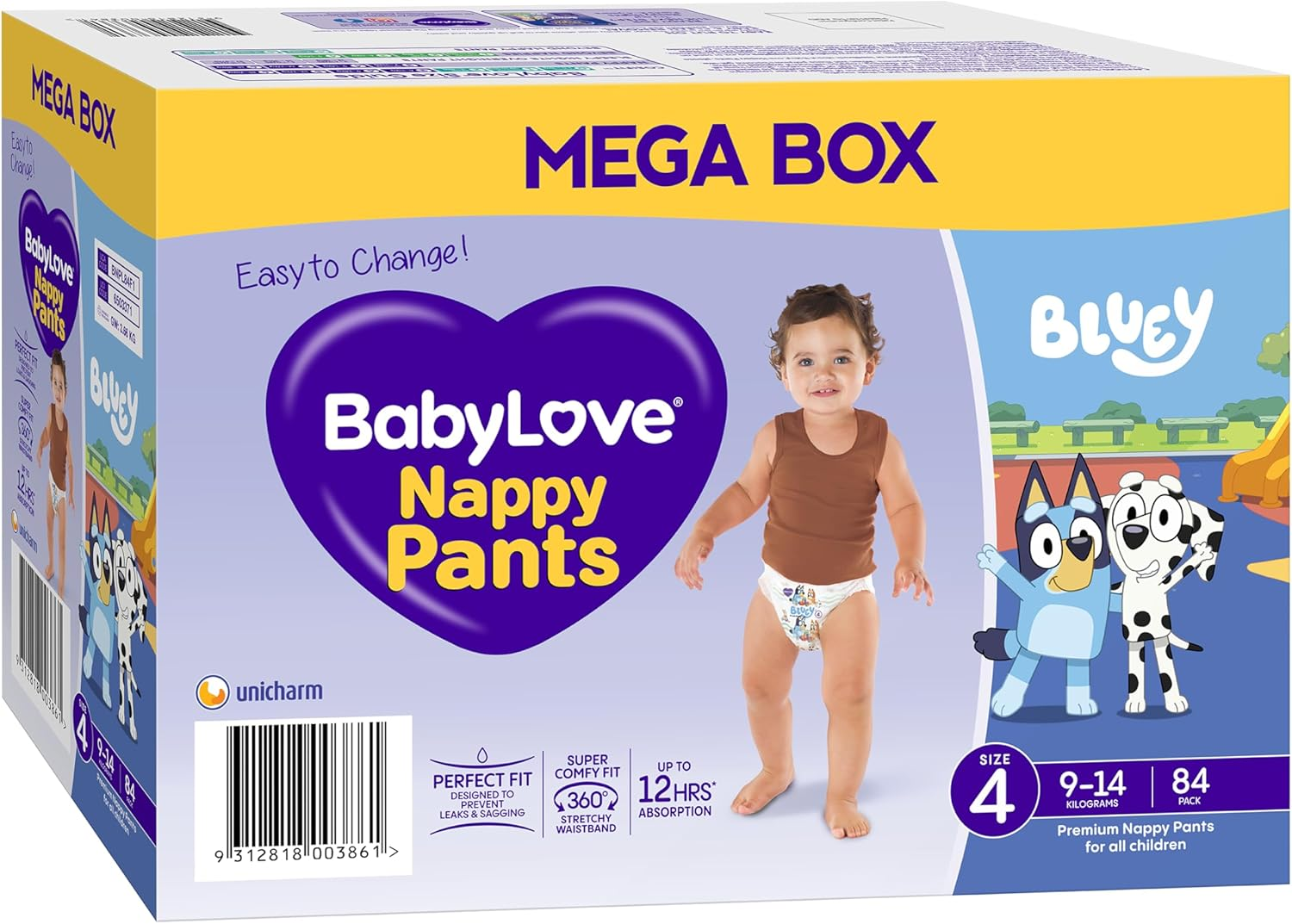 Babylove Nappy Pants Mega Box (Limited Edition), Size 4 (9-14Kg), 84 Pieces (3 X 28 Pack)