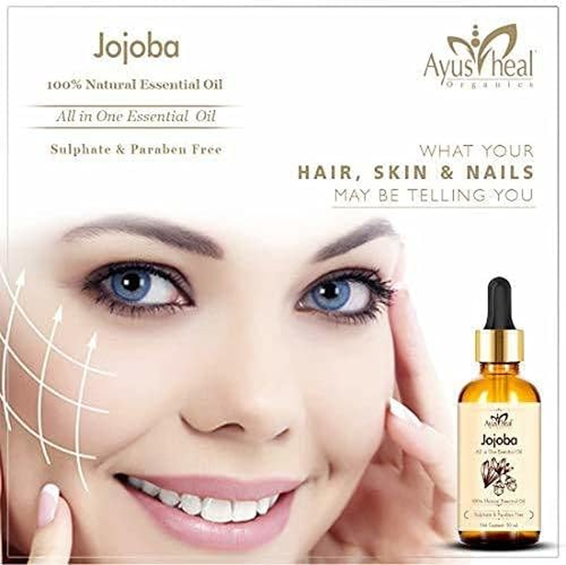 Ayusheal Jojoba Carrier Oil 30ML, for Acne Prone Skin, Hair Conditioning, 100% Pure, Cold Pressed Oil