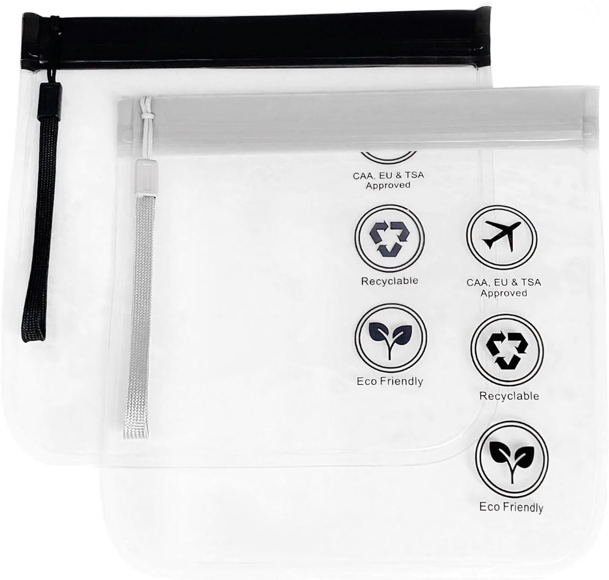 YUESUO Toiletry Bag Cosmetic Pouch Waterproof Pouch,Quart-Size Carry-On Small Handy Bag for Toiletries for Women Men(2Pcs Black/Grey)